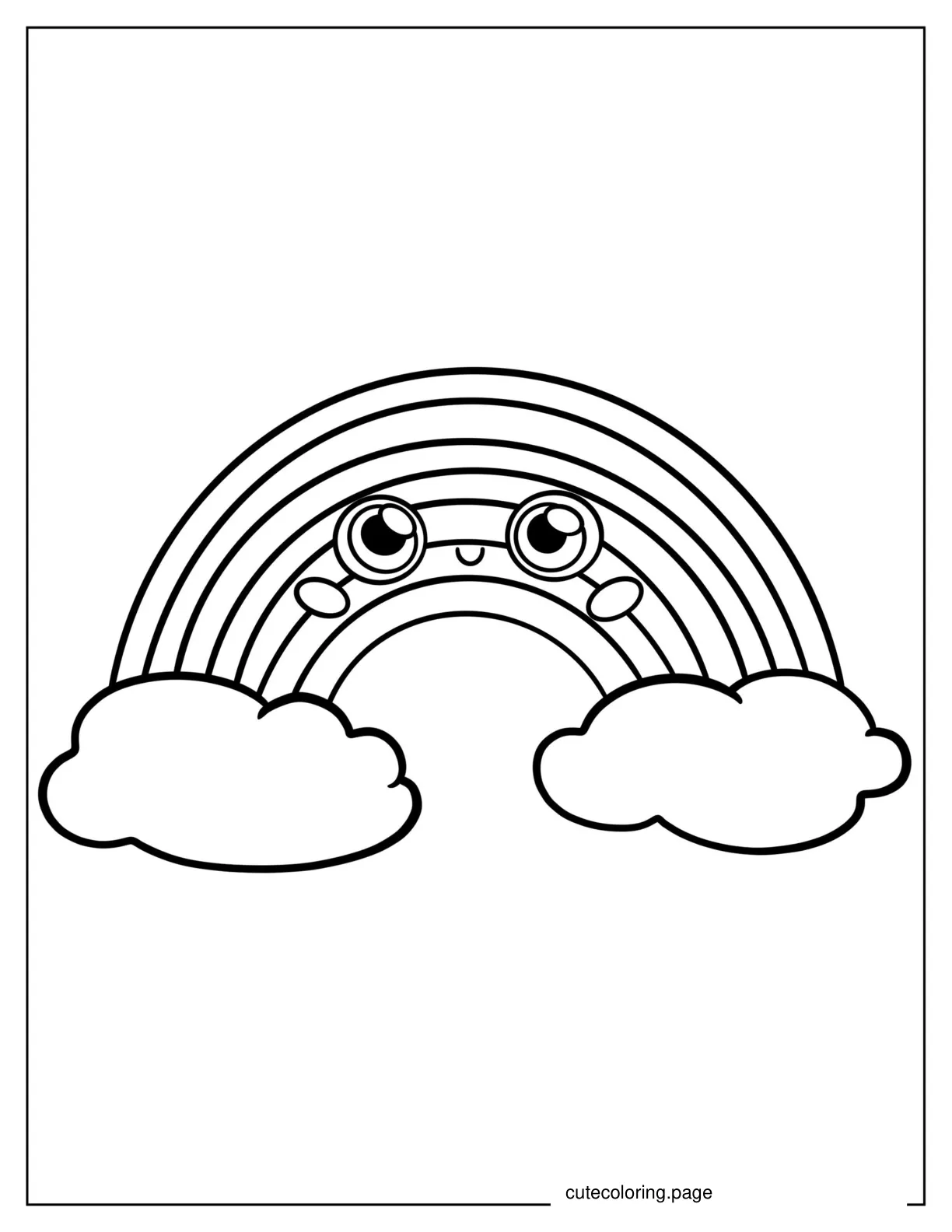 Adorable Kawaii Rainbow To Color coloring page