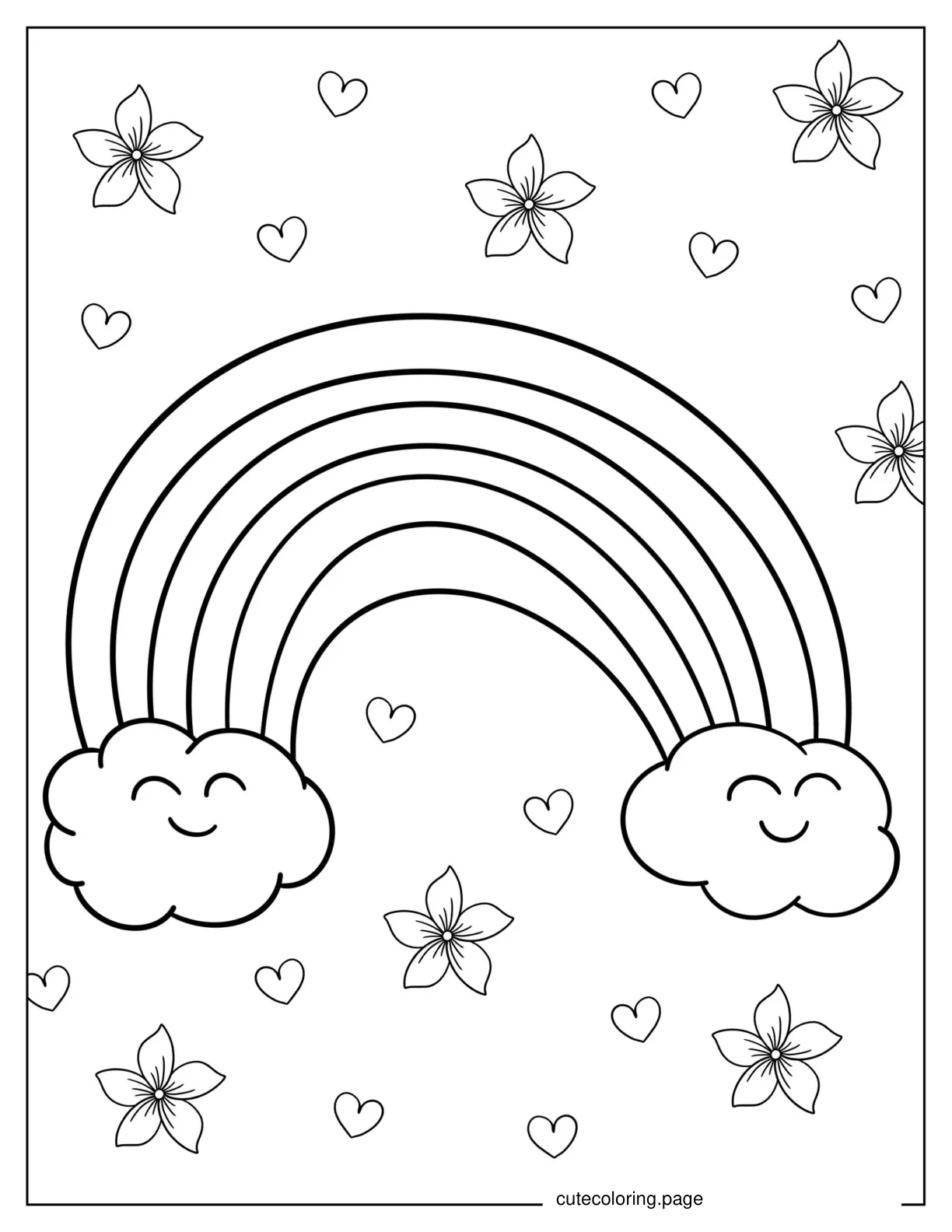 Beautiful Rainbow Coloring Sheet For Kids coloring page