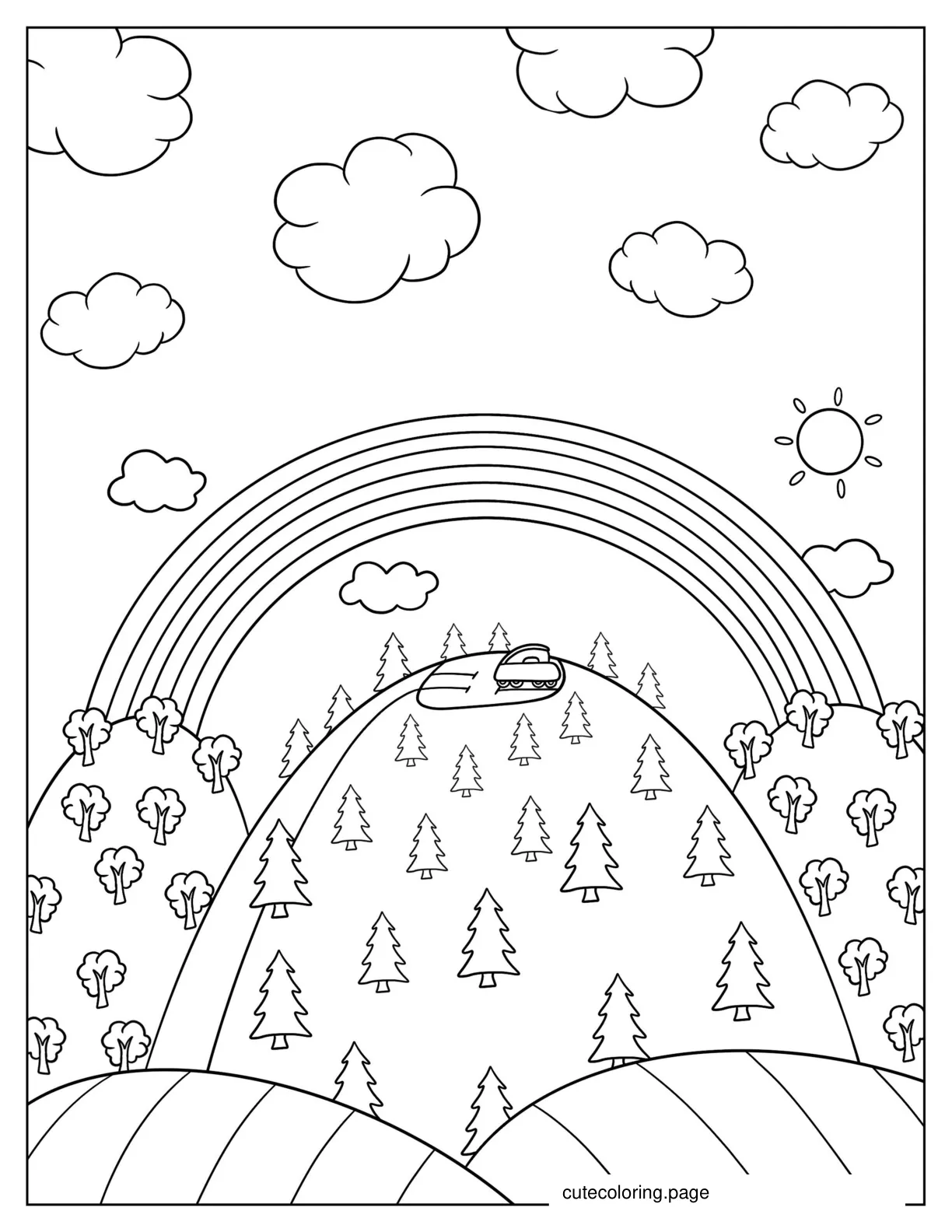 Coloring Page Of Peppa Pig Themed Rainbow coloring page