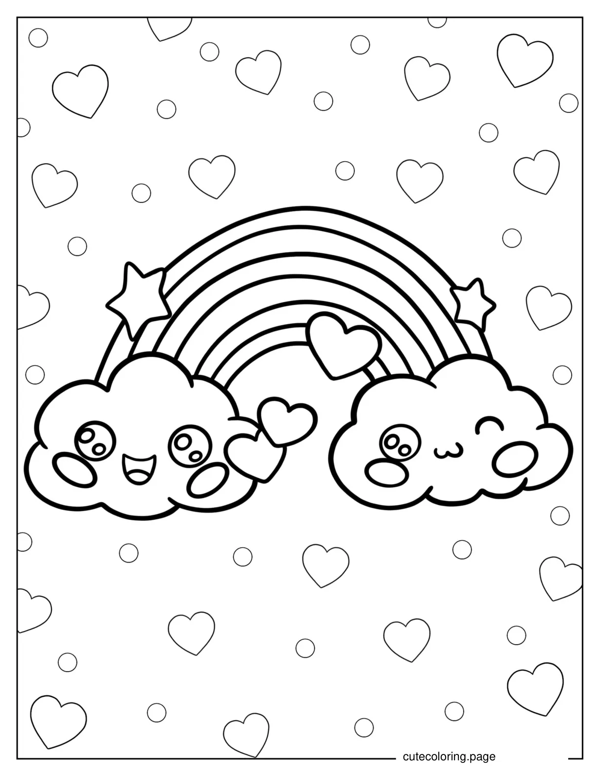 Cute Kawaii Rainbow To Color coloring page