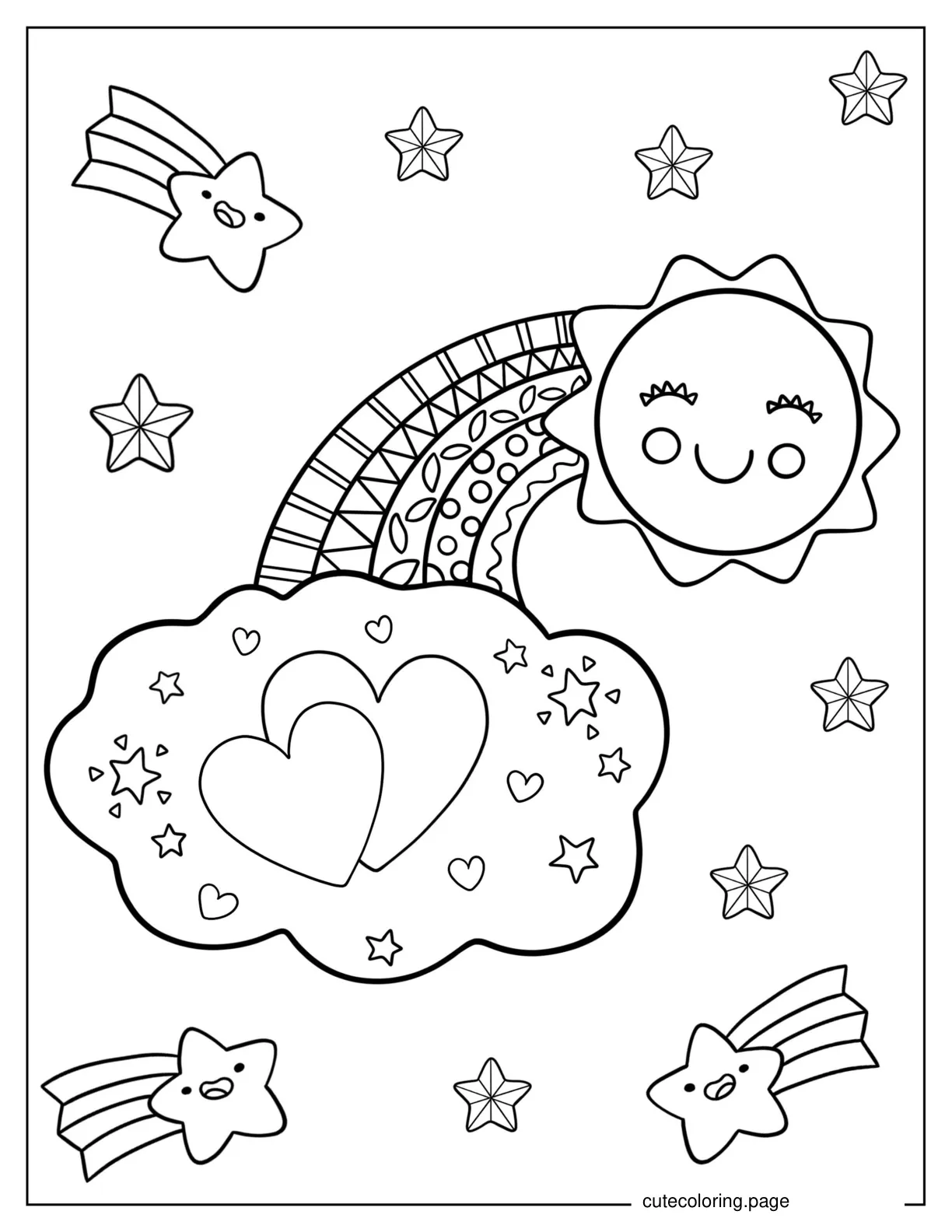 Cute Rainbow Zentangle Coloring Page coloring page