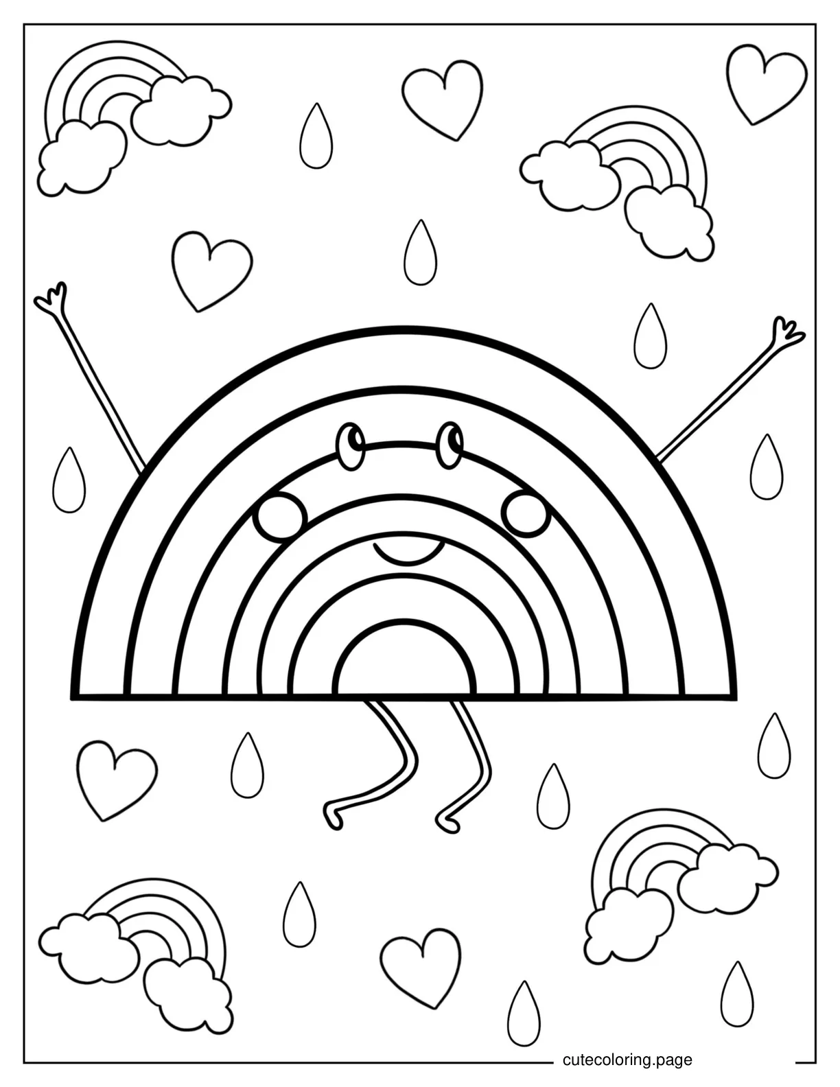 Happy Dancing Rainbow To Color coloring page