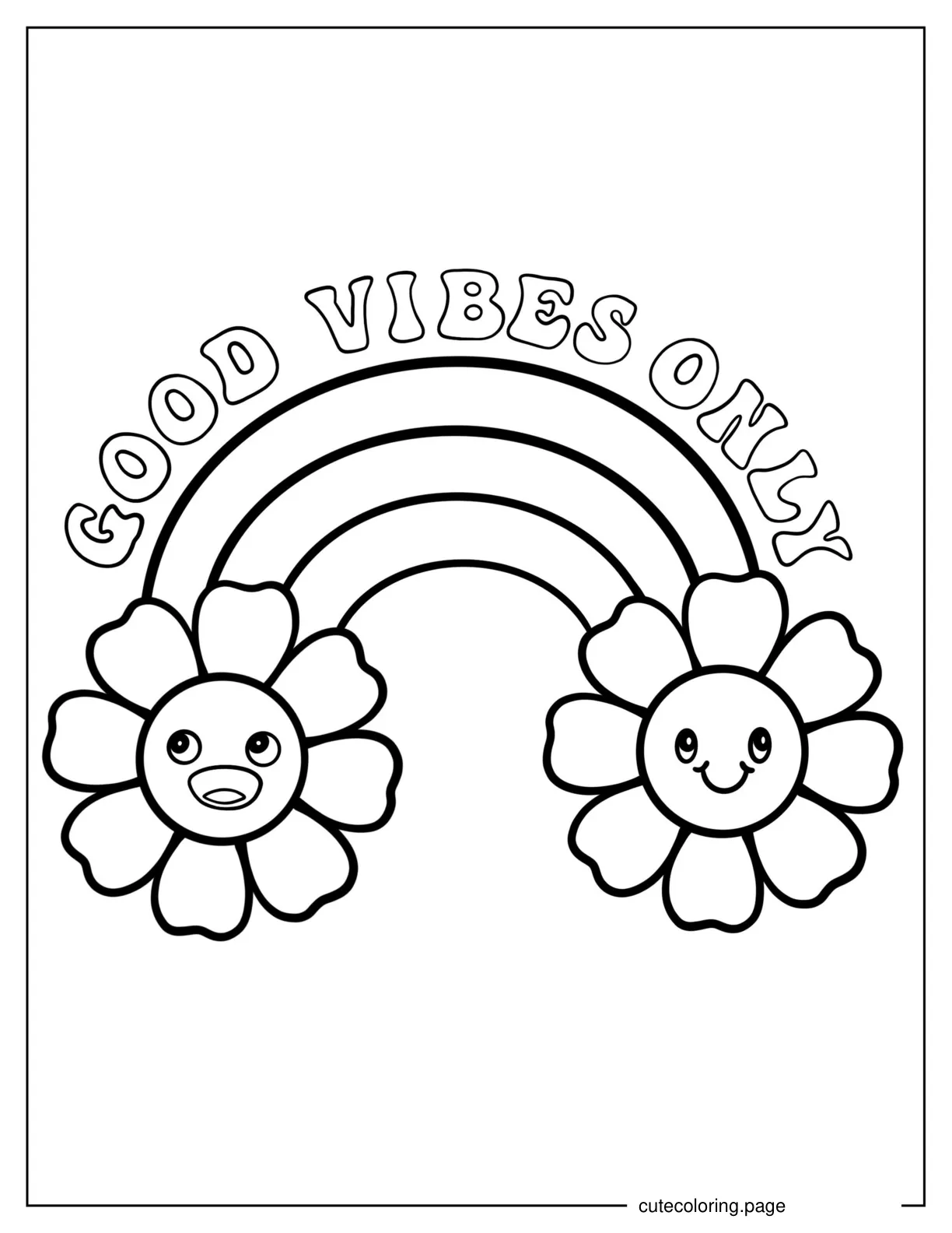 Hippy Themed Rainbow Coloring Sheet coloring page