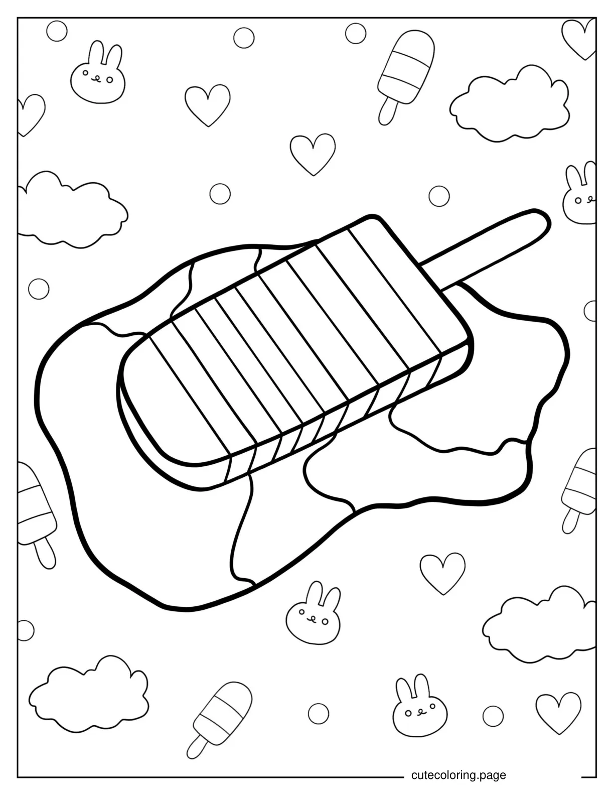 Melted Rainbow Ice Cream To Color coloring page