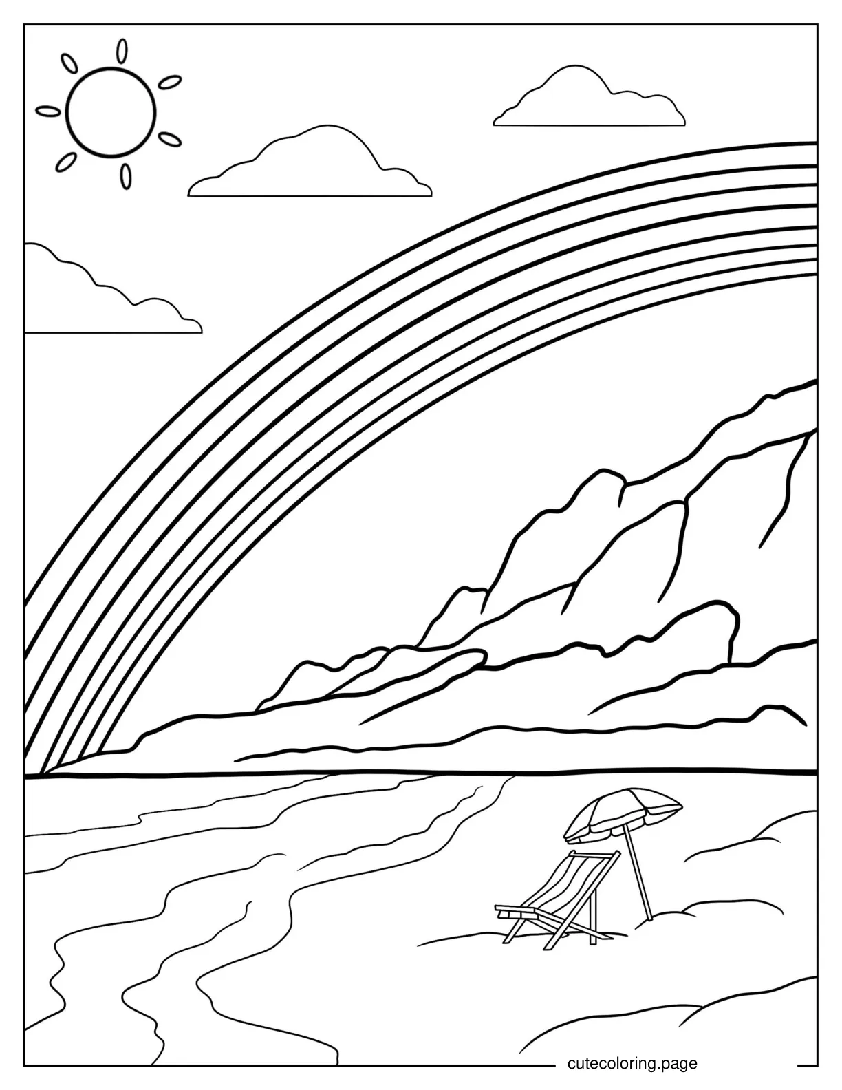 Realistic Looking Rainbow Coloring Page coloring page