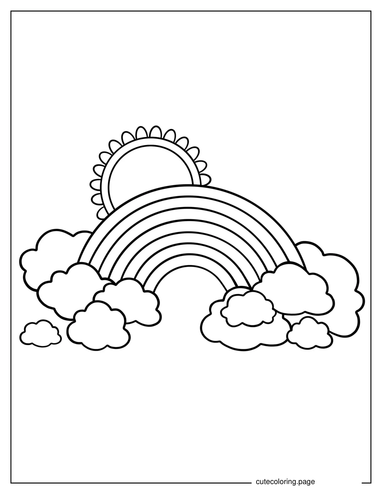 Simple Coloring Page Of a Magical Rainbow coloring page