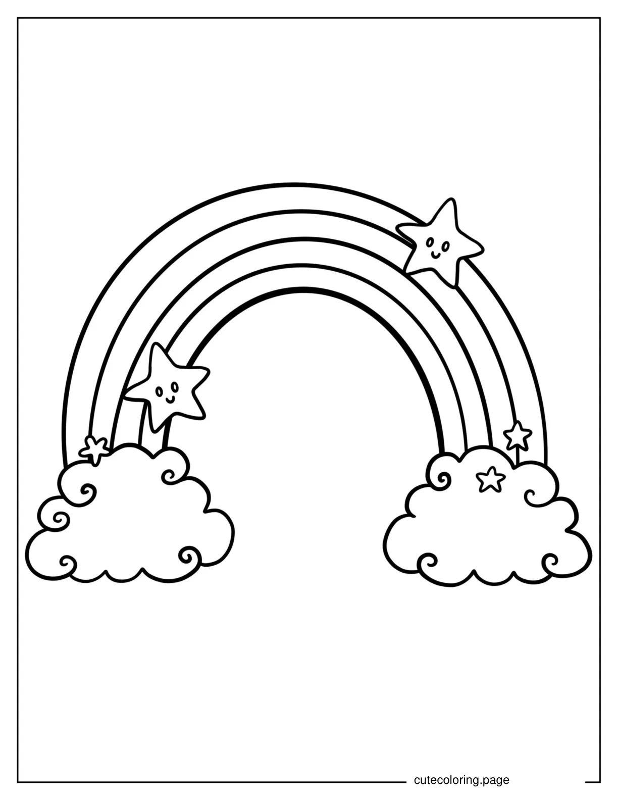 Simple Outline Of a Rainbow With Stars To Color coloring page