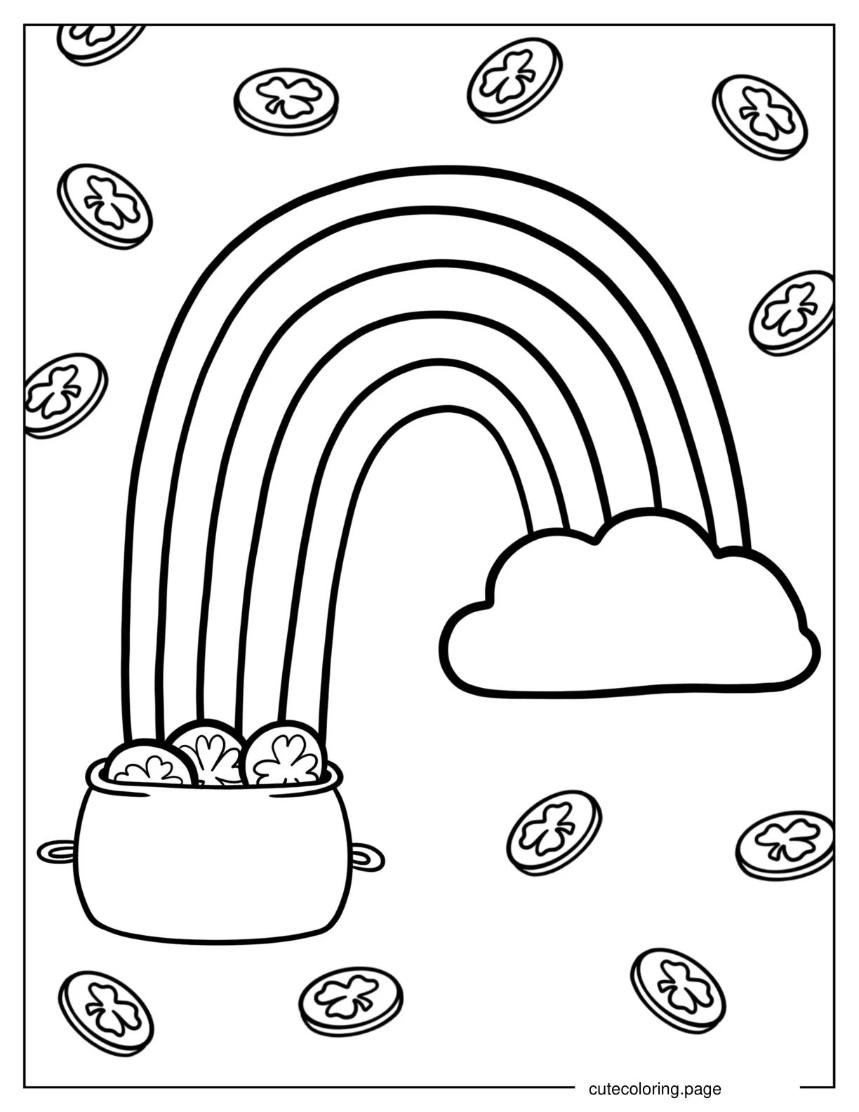 Simple Pot Of Gold At End Of The Rainbow For Kids coloring page