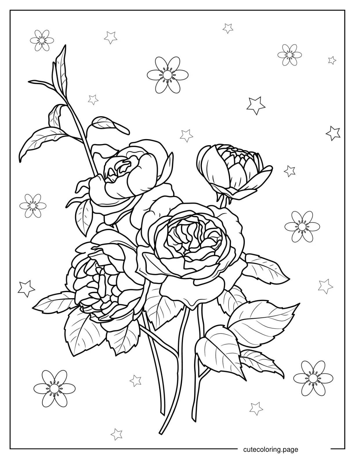 Assorted Wild Roses To Color coloring page