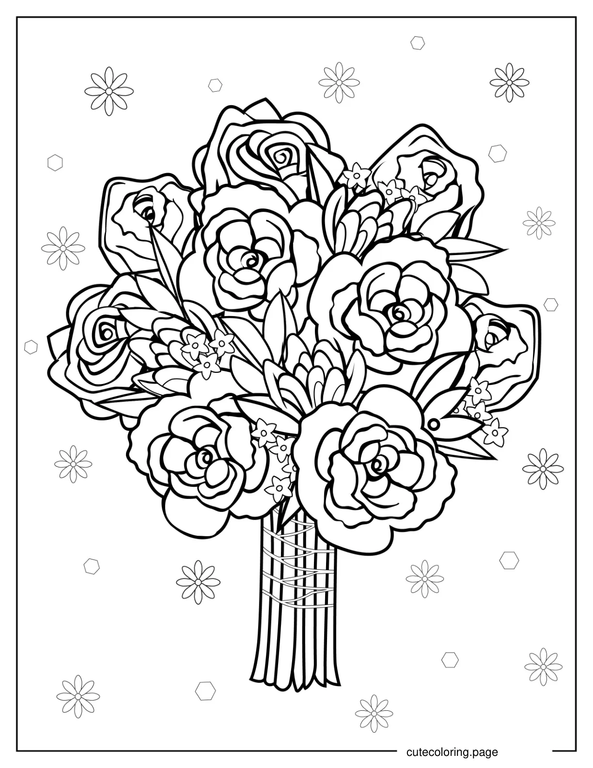 Bouquet Of Roses Coloring Page coloring page