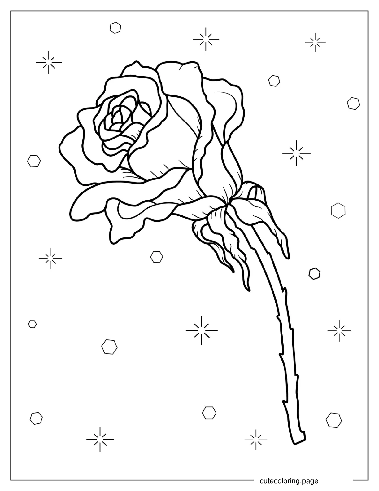 Easy Outline Of a Rose coloring page