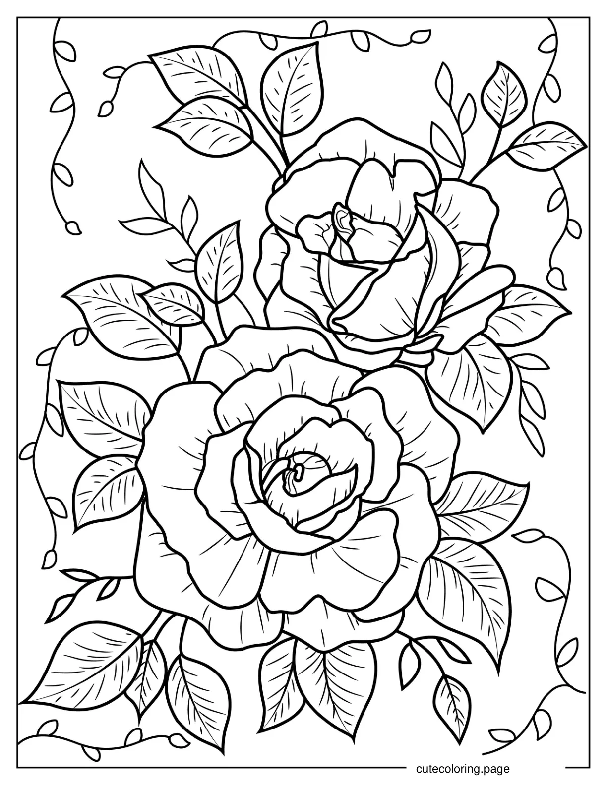 Floral Rose Design To Color coloring page