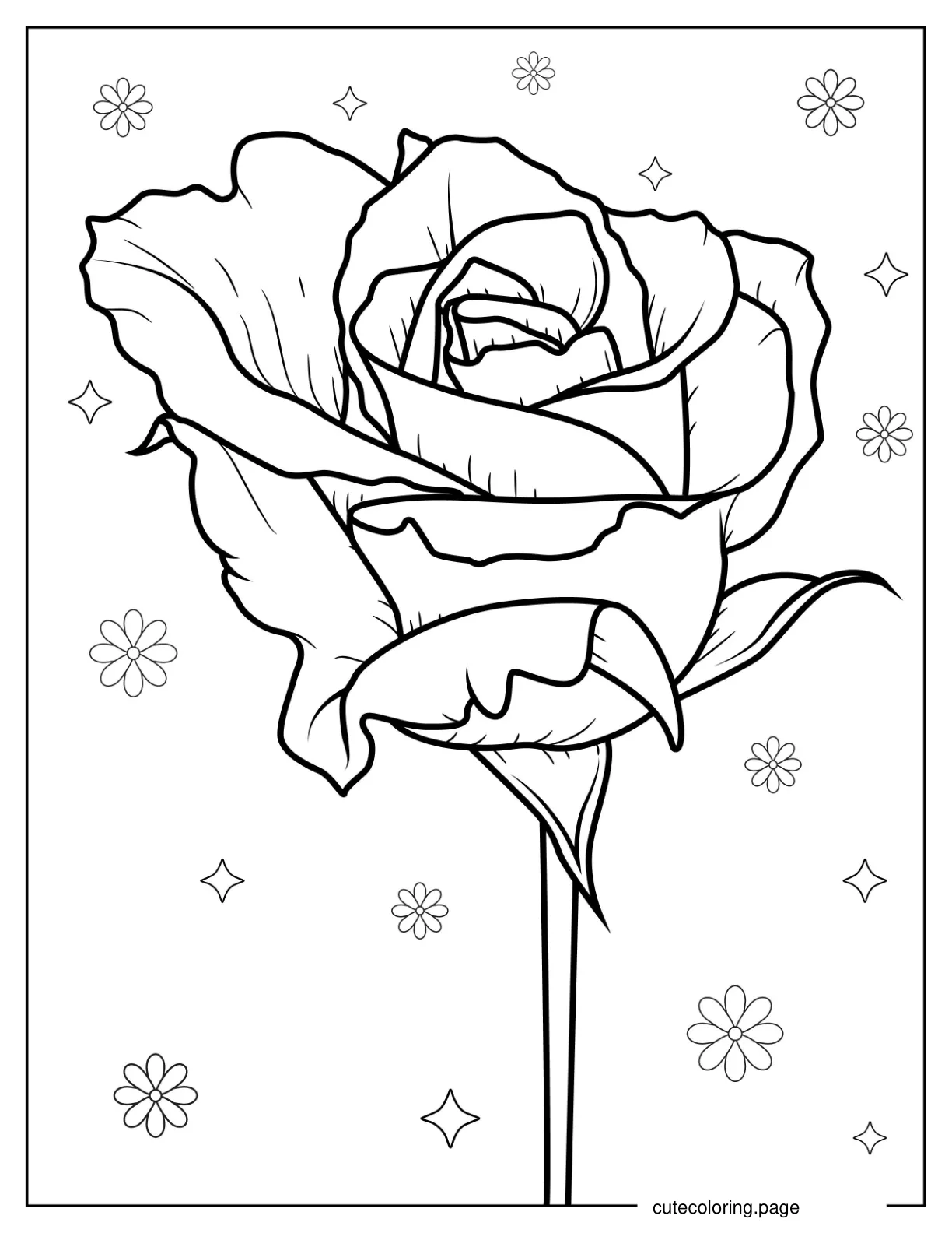 Head Of a Rose With Detailed Petals coloring page