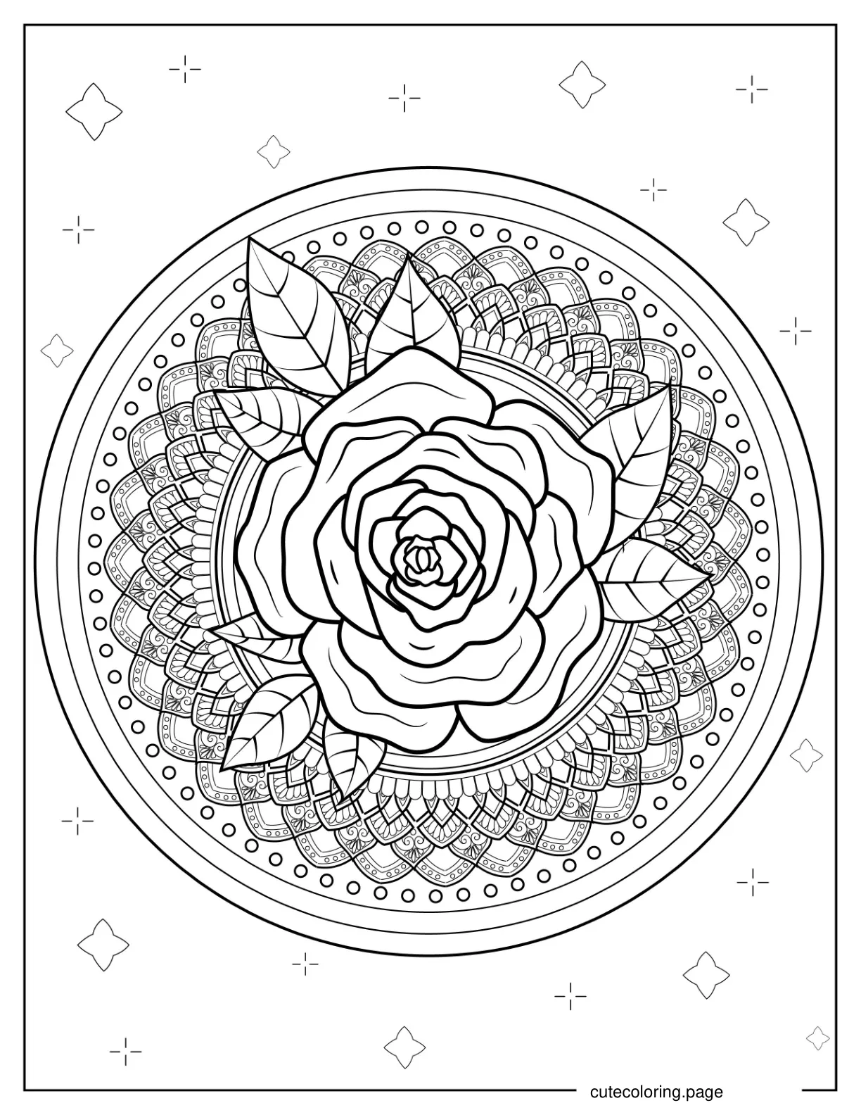 Rose Mandala Coloring Page For Adults coloring page