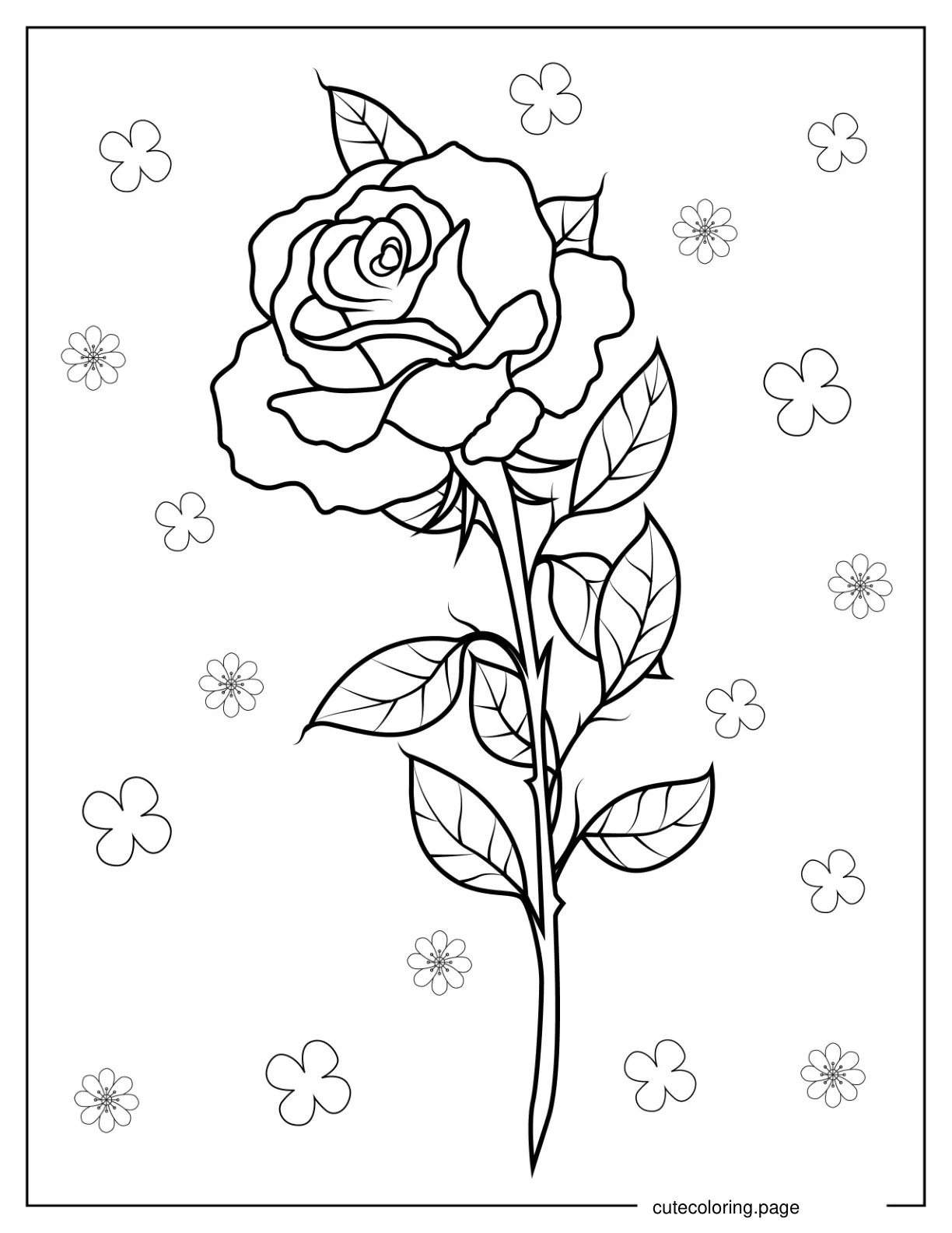 Rose With Thorns To Color coloring page