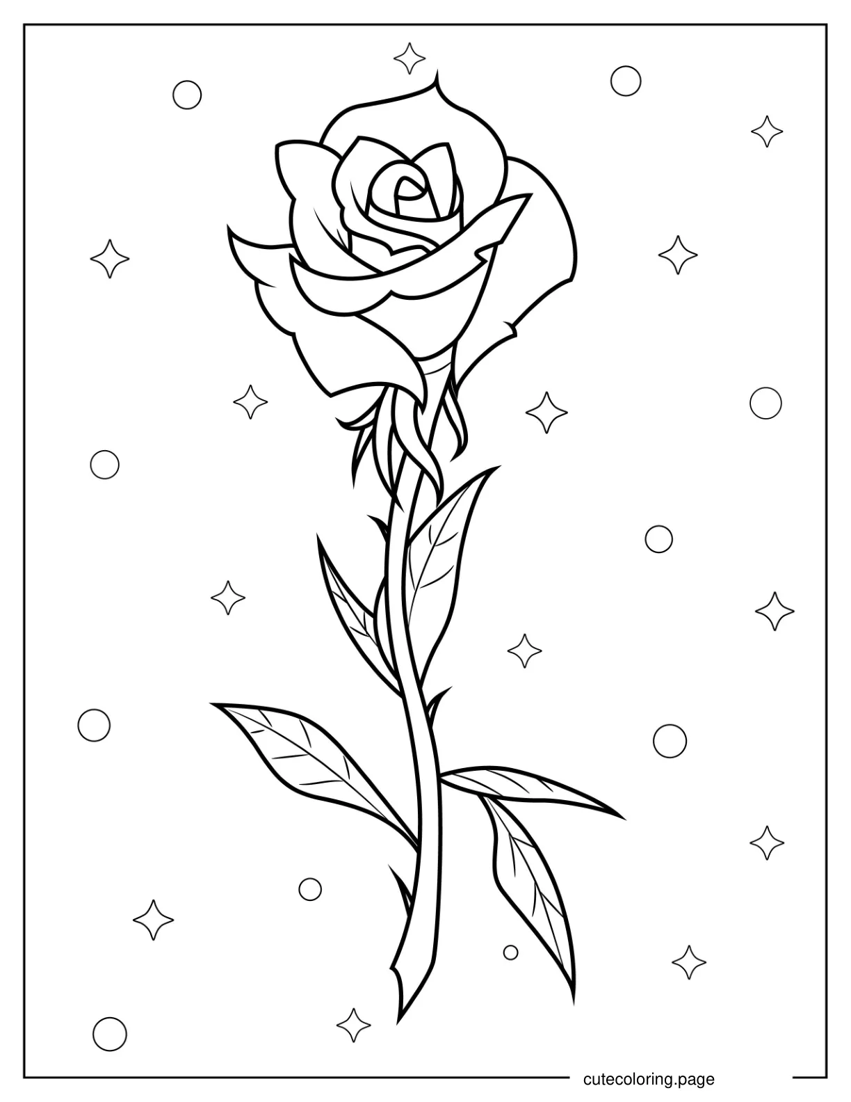 Simple Single Rose To Color coloring page