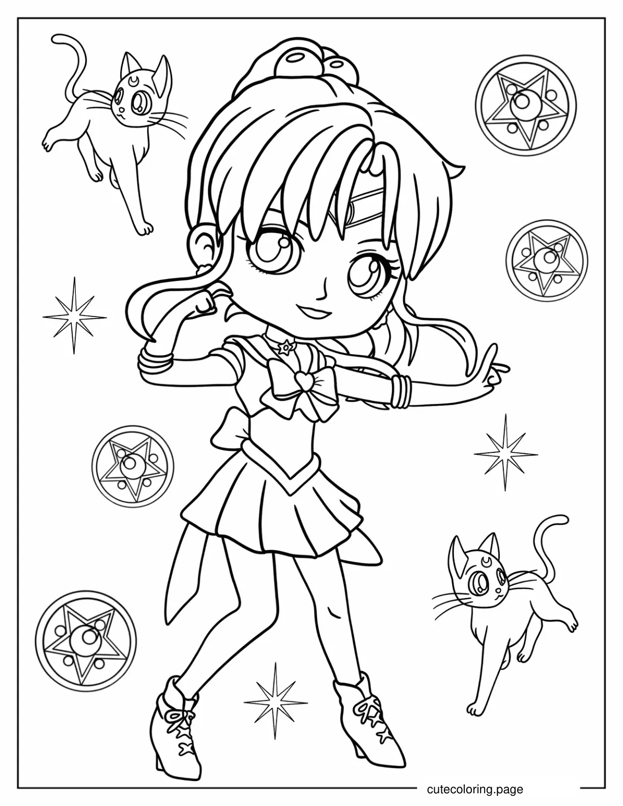 Chibi Sailor Jupiter Coloring In For Preschoolers coloring page