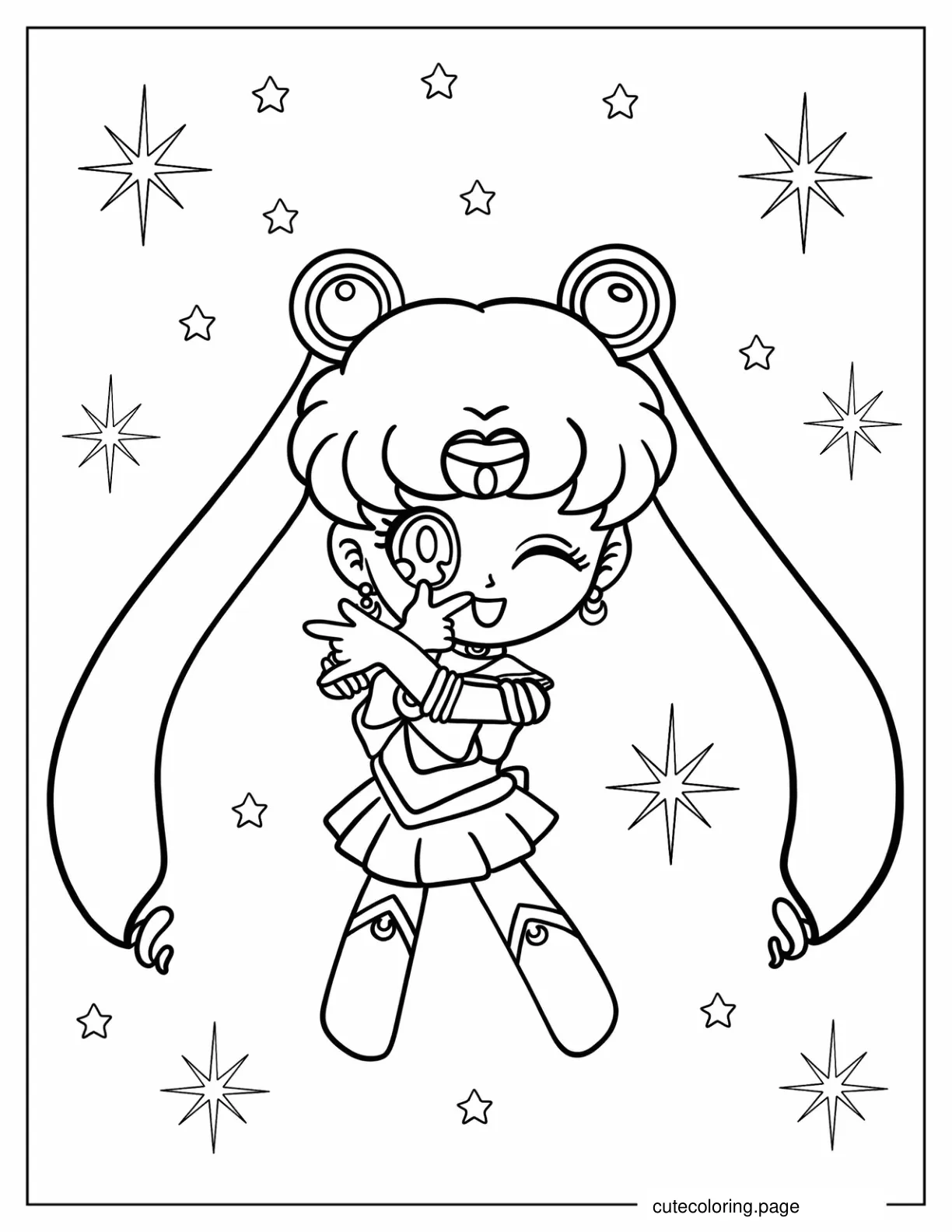 Coloring Sheet Of Sailor Moon Iconic Pose coloring page