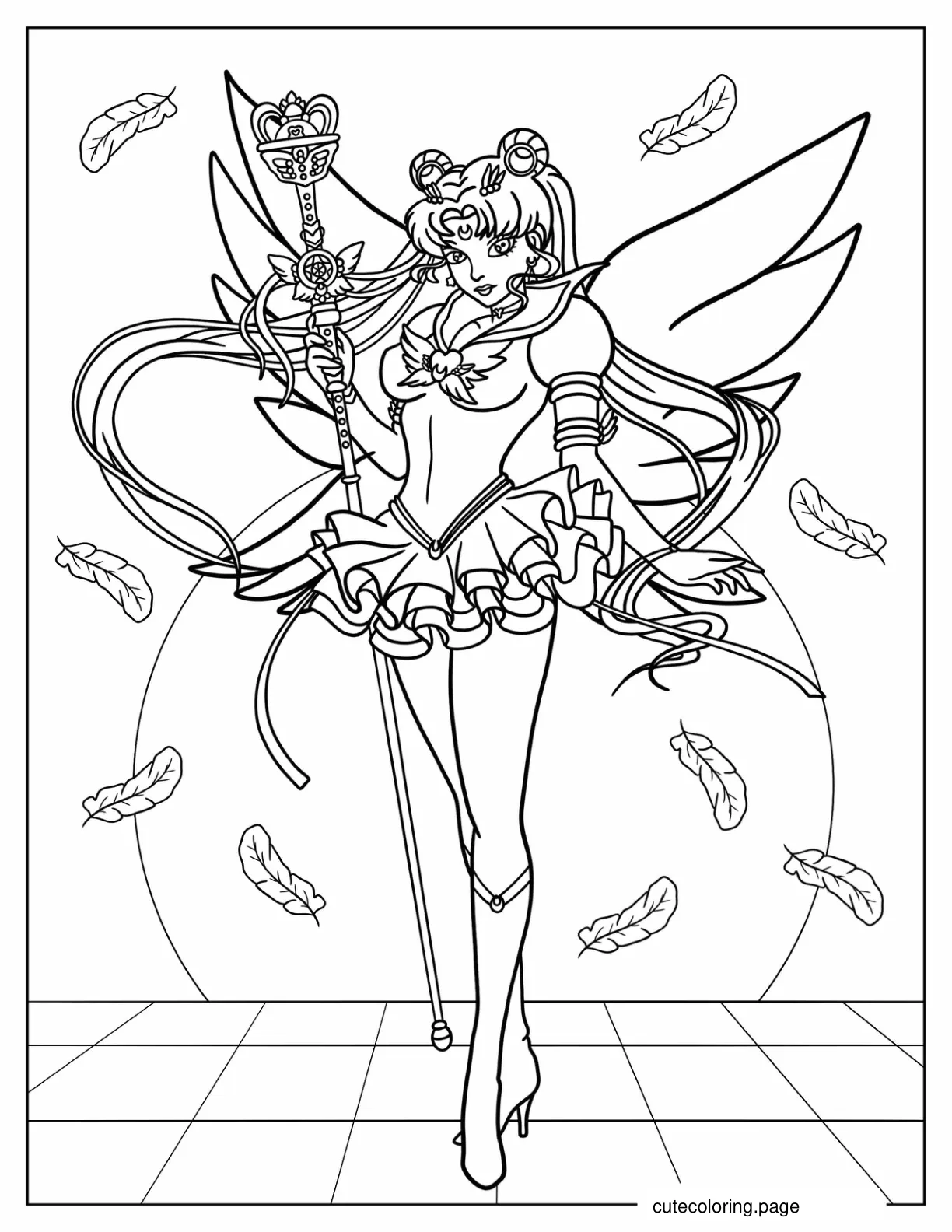 Realistic Sailor Moon With Wings Coloring In coloring page