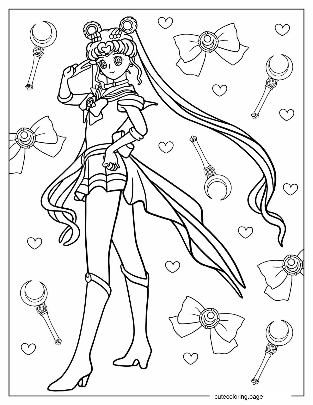 Sailor Moon Famous Pose Coloring Sheet coloring page