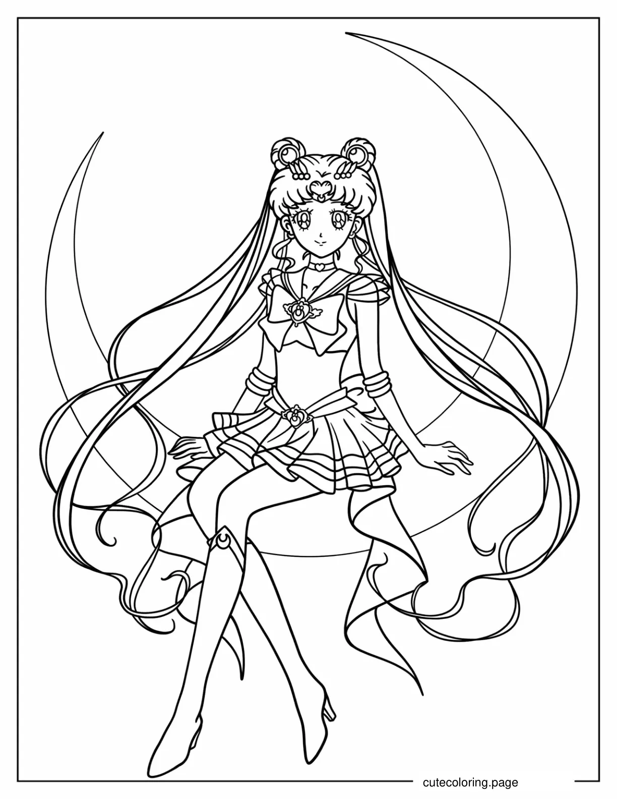 Sailor Moon Sitting On Crescent Moon coloring page