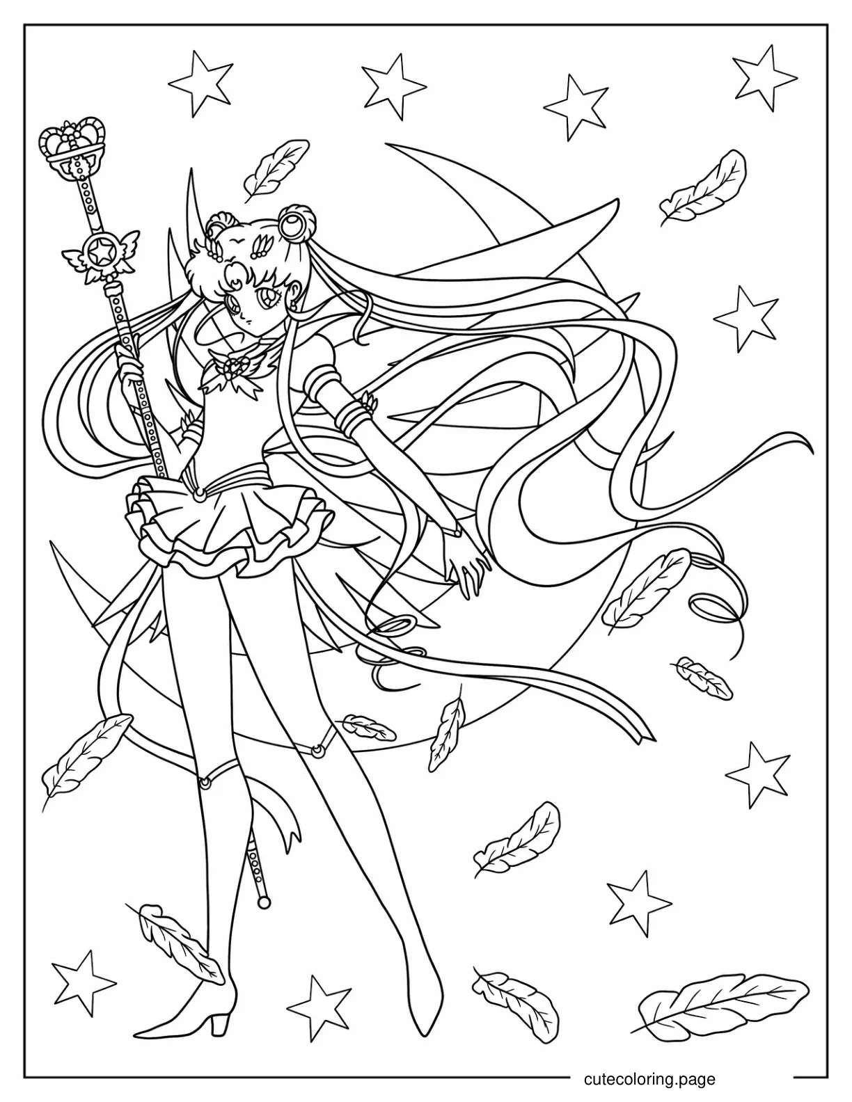 Sailor Moon With Wings And Magic Wand coloring page