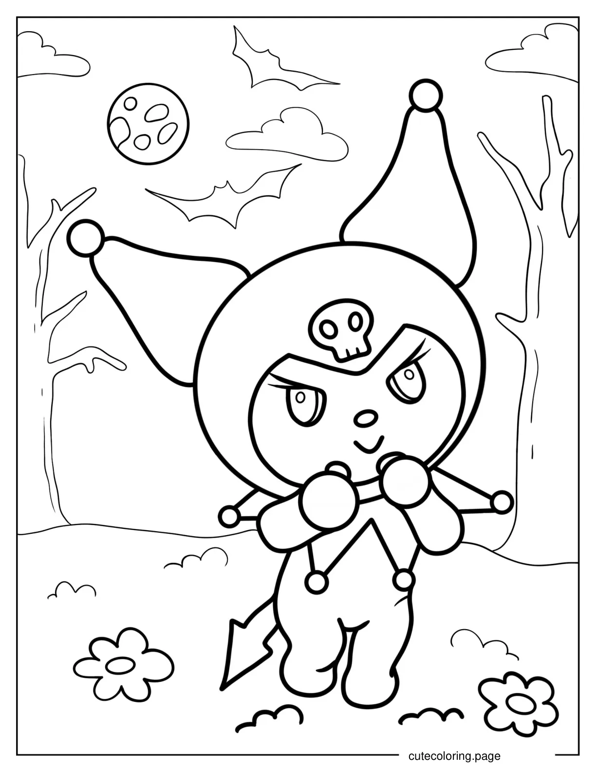 Coloring Page Of Kuromi With Evil Smile coloring page