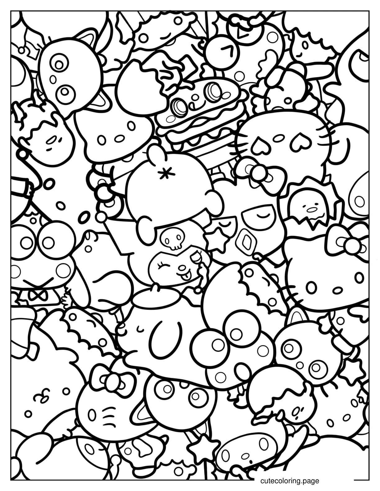 Full Page Sanrio Friends Coloring Page For Kids coloring page