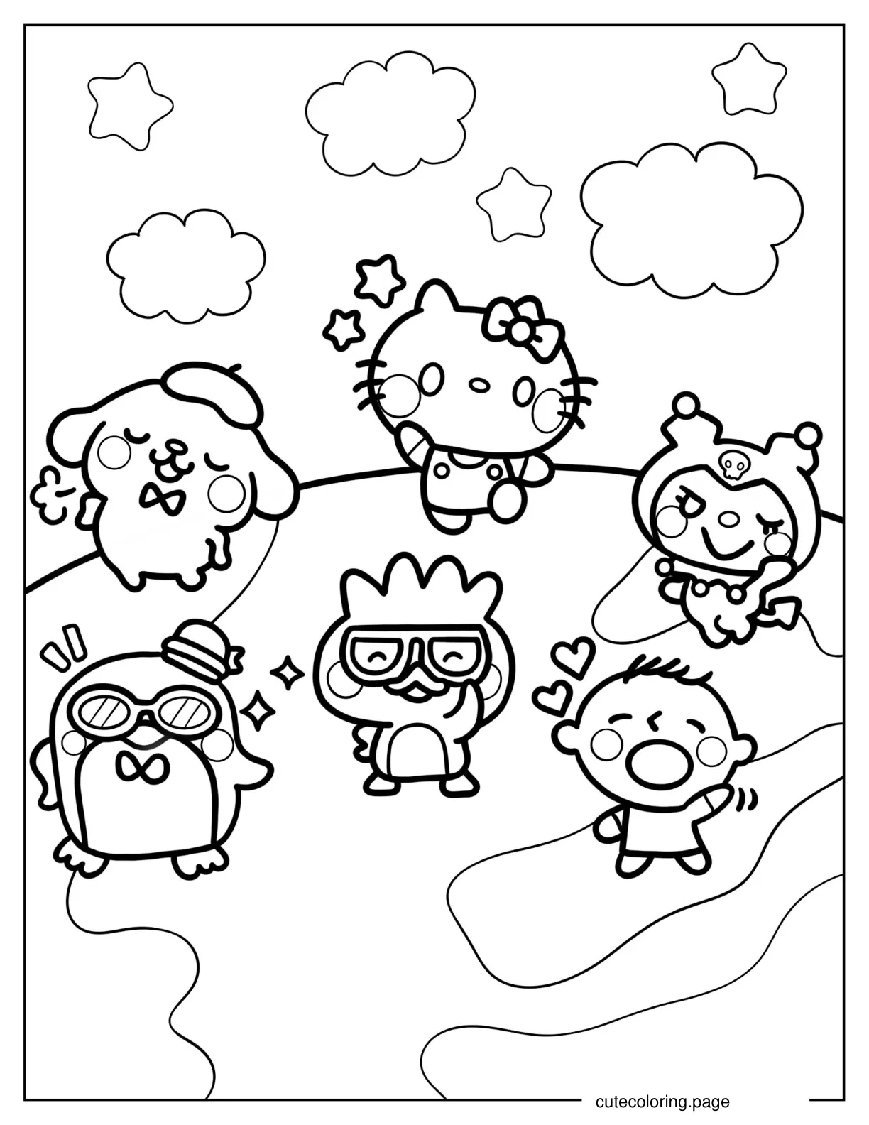 Sanrio Friends Dancing Coloring Page coloring page