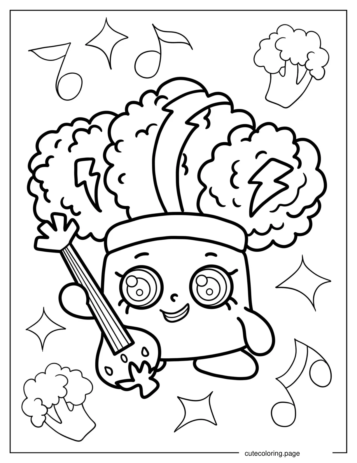 Bethany Broccoli Shopkins Playing Guitar coloring page