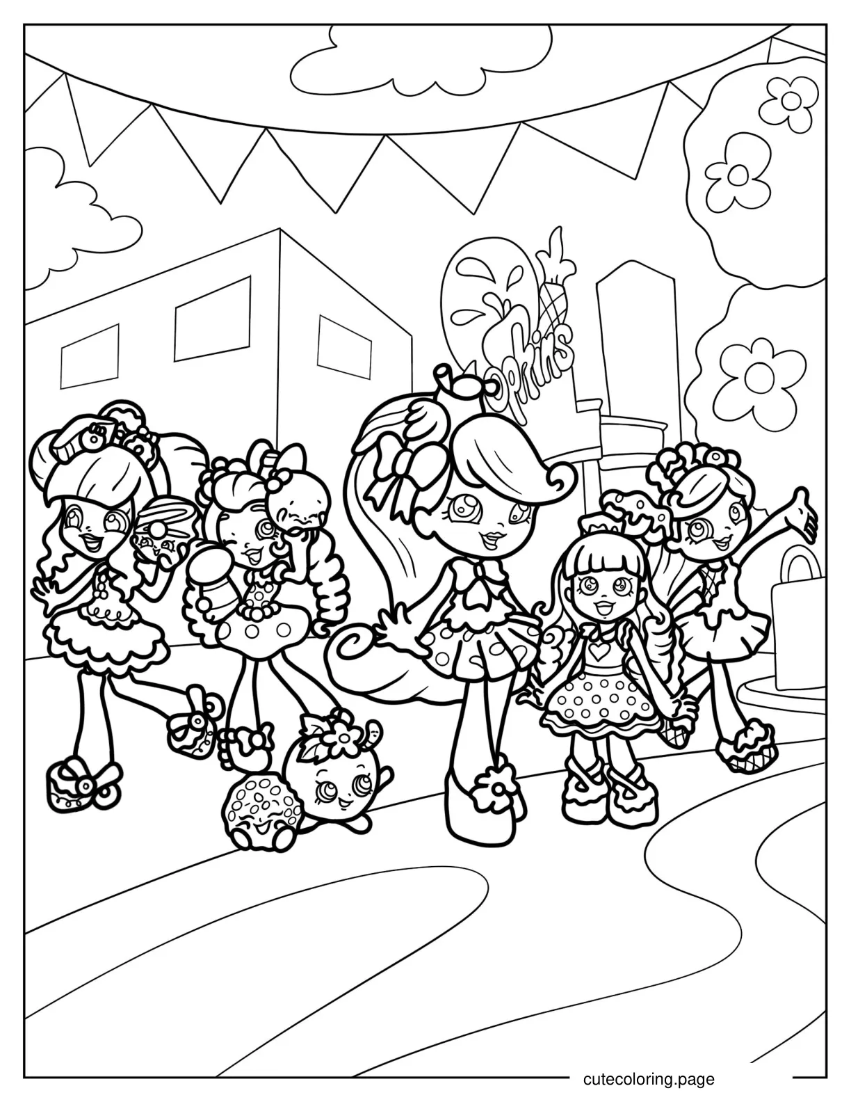 Coloring Sheet Of Shoppies With Their Shopkins coloring page