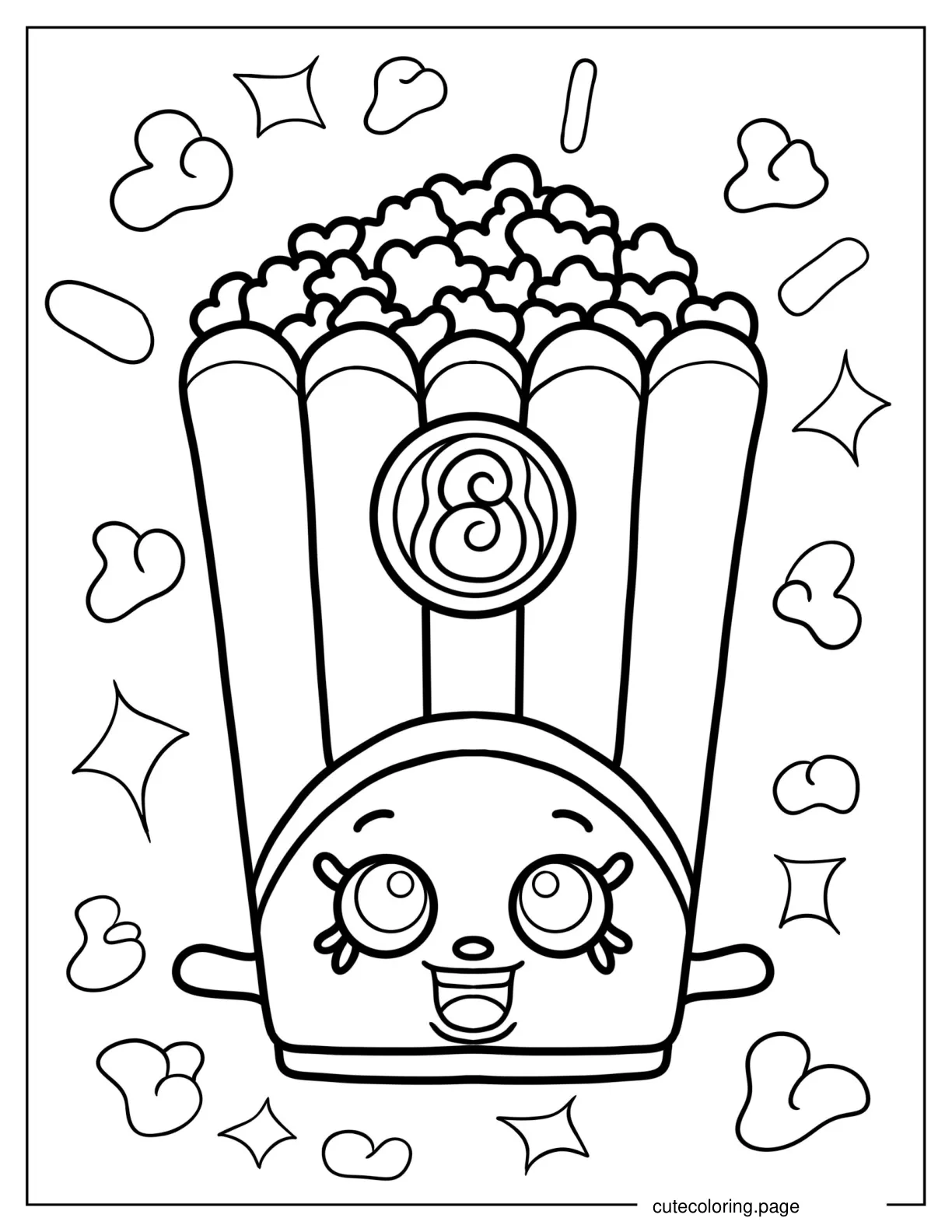 Cute Popcorn Shopkins Coloring In For Kids coloring page