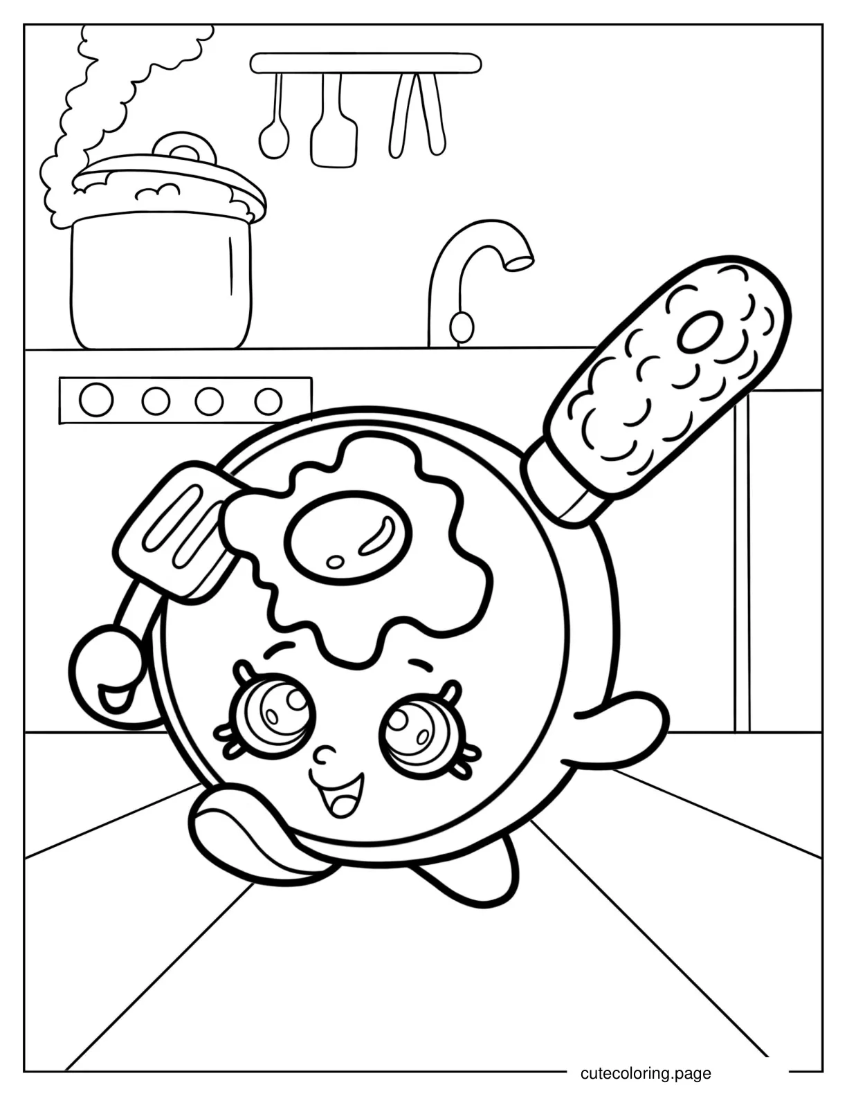 Cute Small Fry Pan Shopkins For Preschoolers coloring page