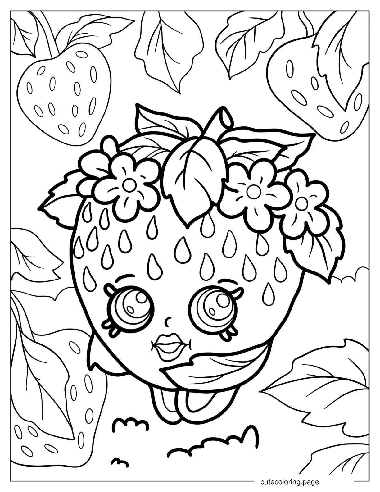 Detailed Coloring Page Of Strawberry Kiss Shopkins coloring page