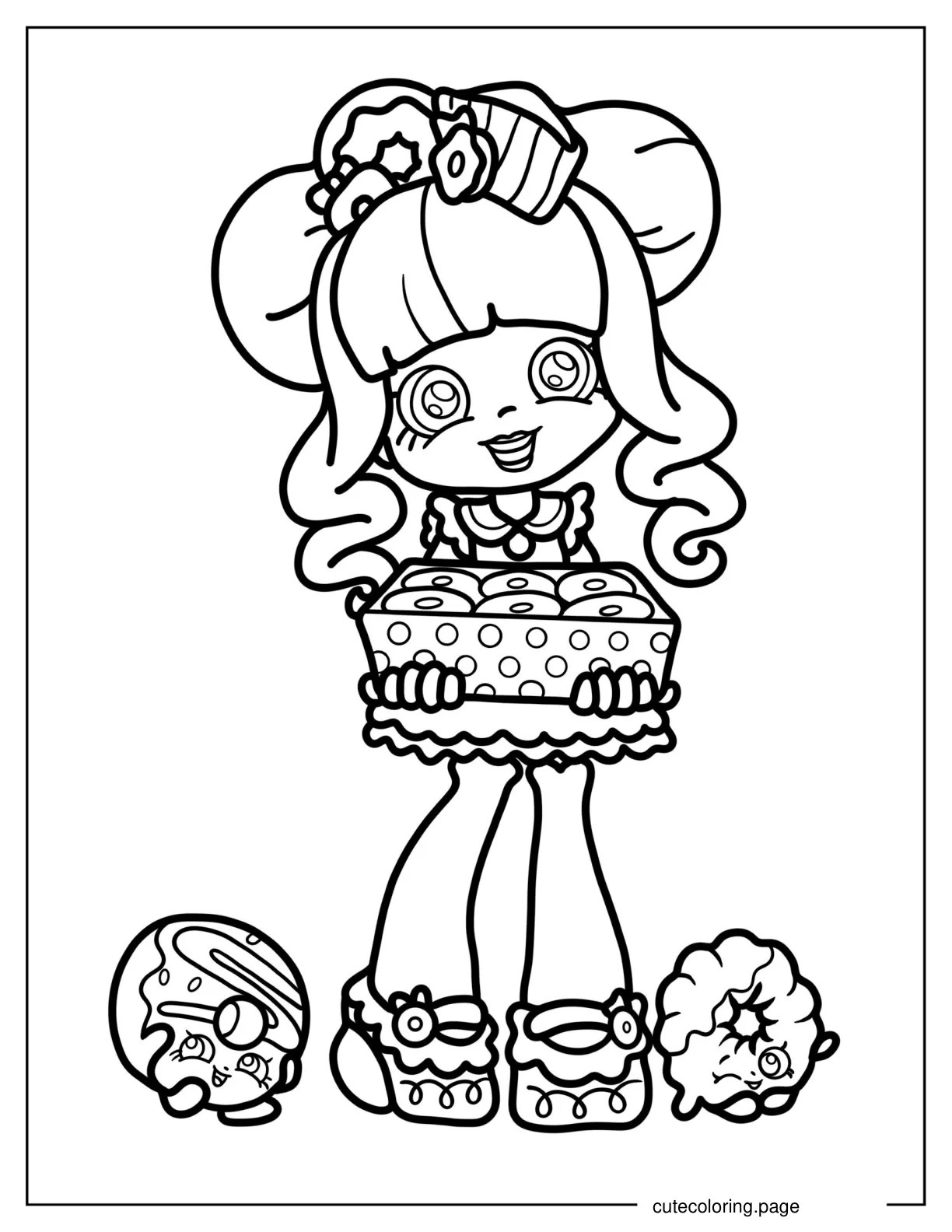 Easy Donnatina Shopkins Carrying Donuts To Color coloring page