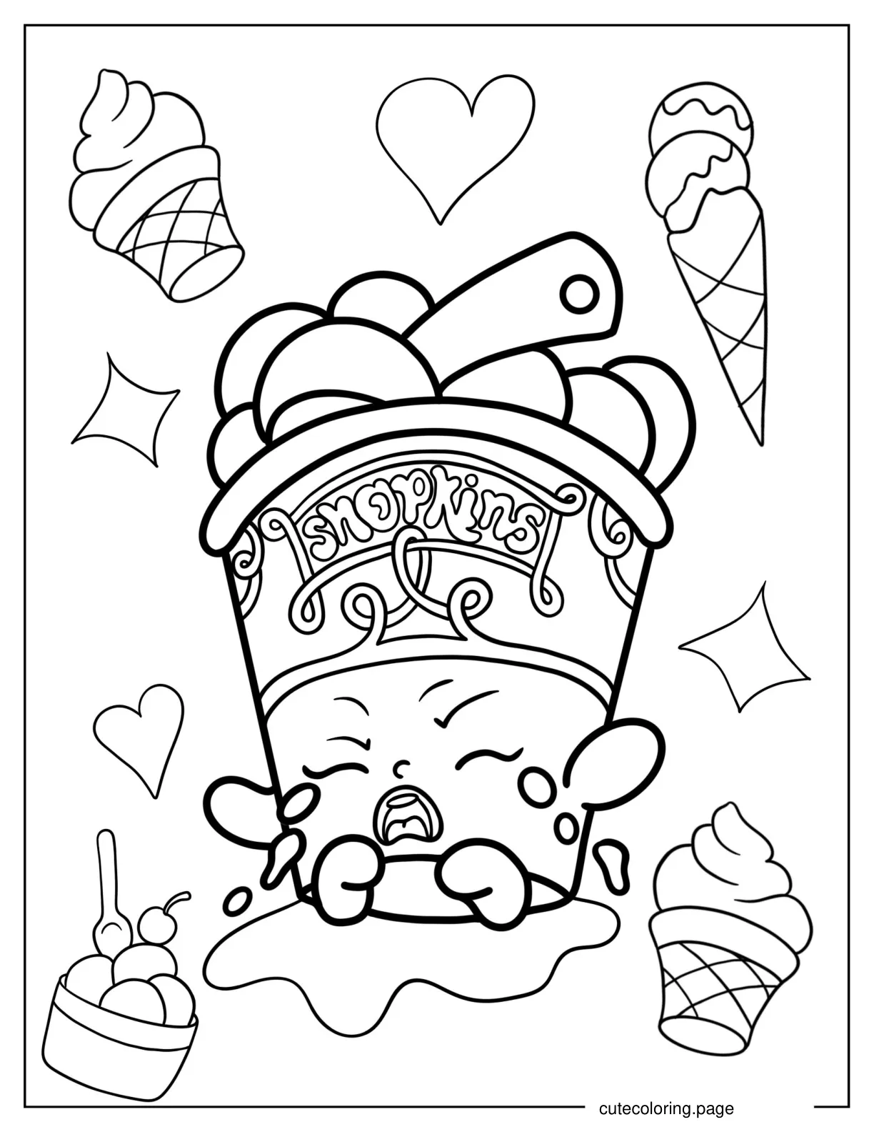 Ice Cream Dream Shopkins Crying For Coloring coloring page