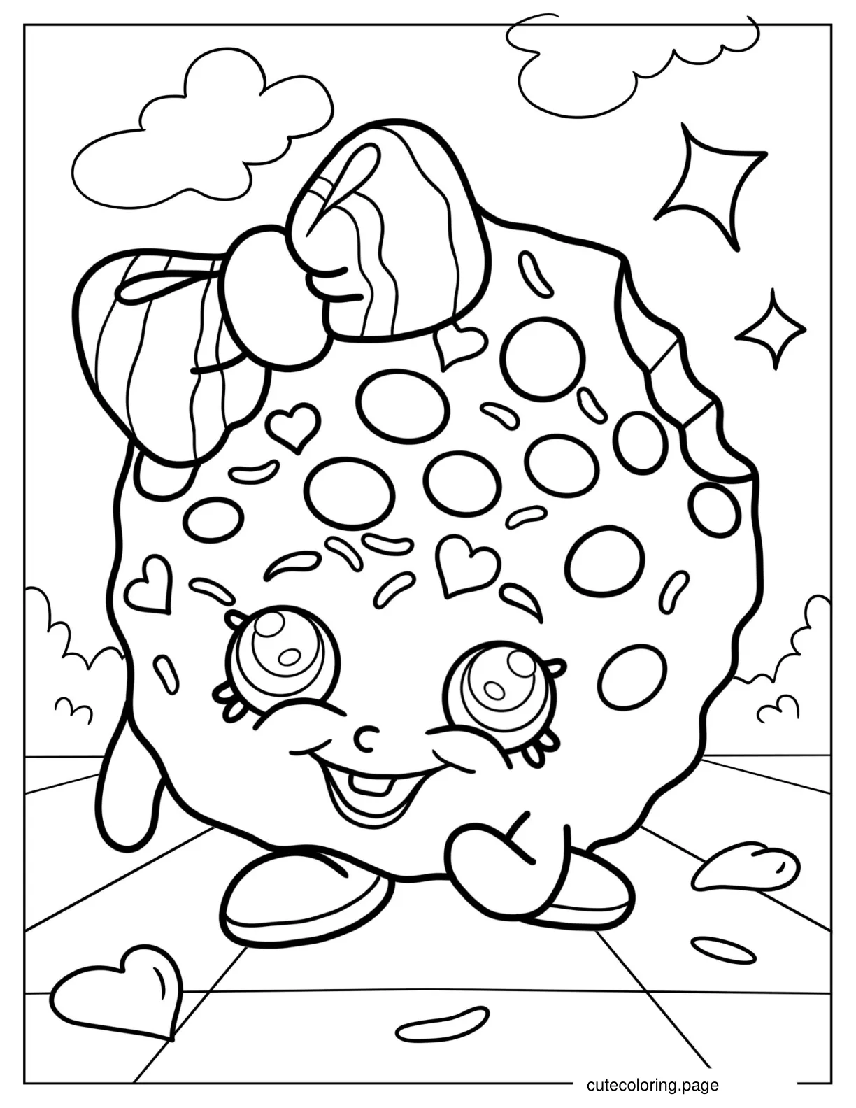 Kooky Cookie Shopkins With Bow coloring page