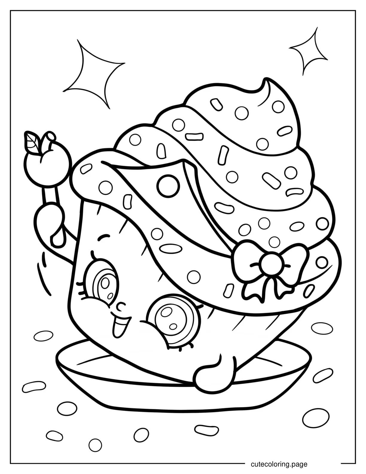 Outline Of Kawaii Cupcake Princess Shopkins coloring page