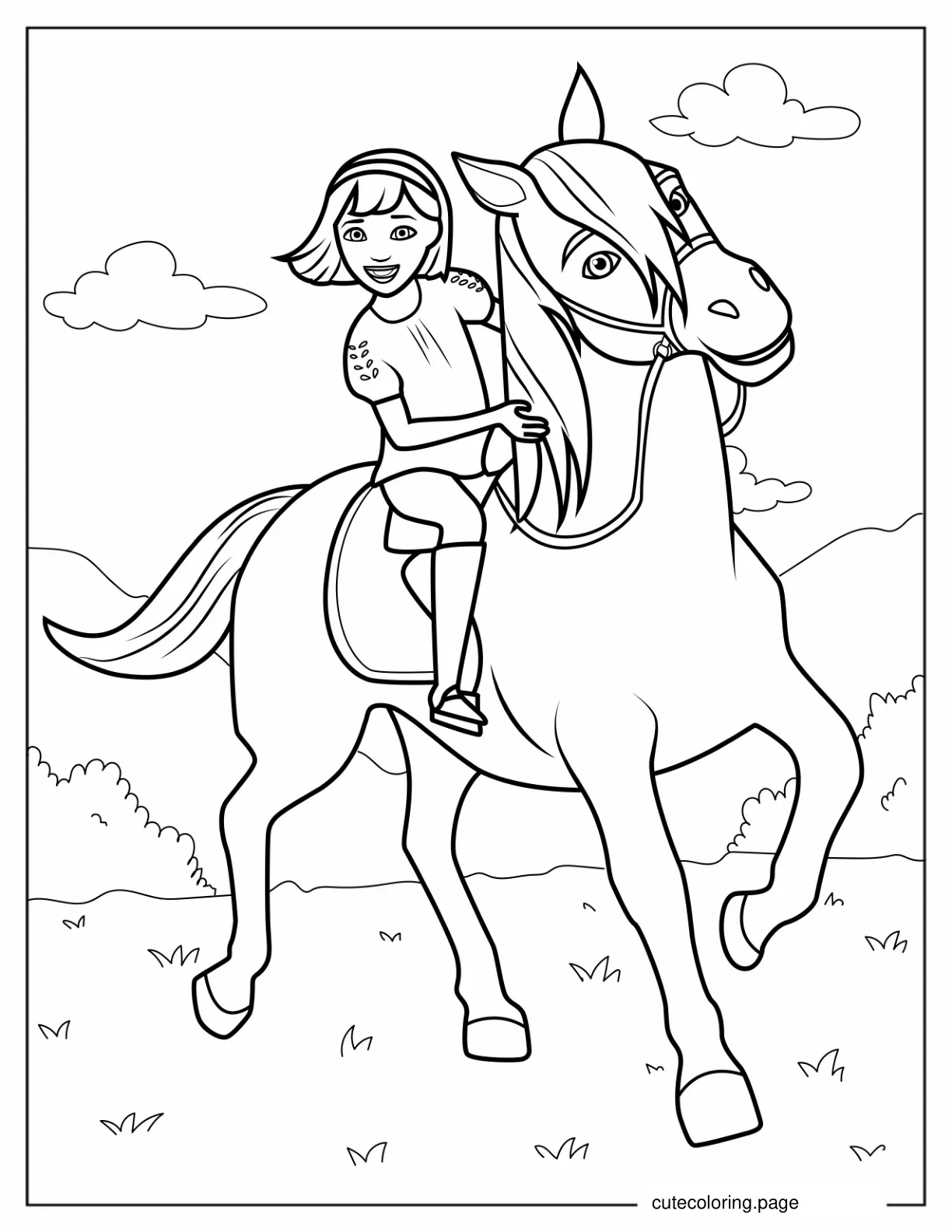 Abigail Riding Chica Linda Coloring Page coloring page