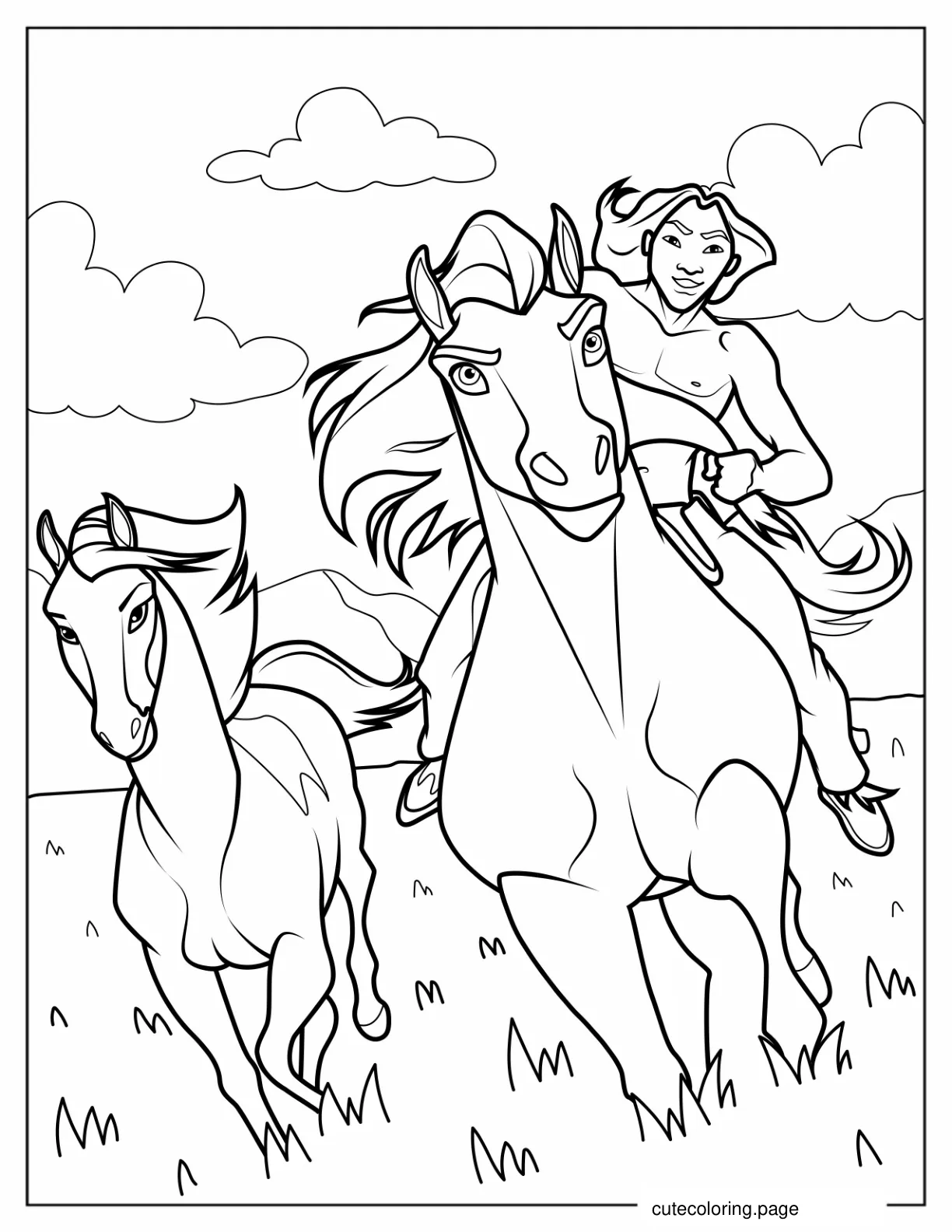 Little Creek Riding Horses From Spirit  coloring page