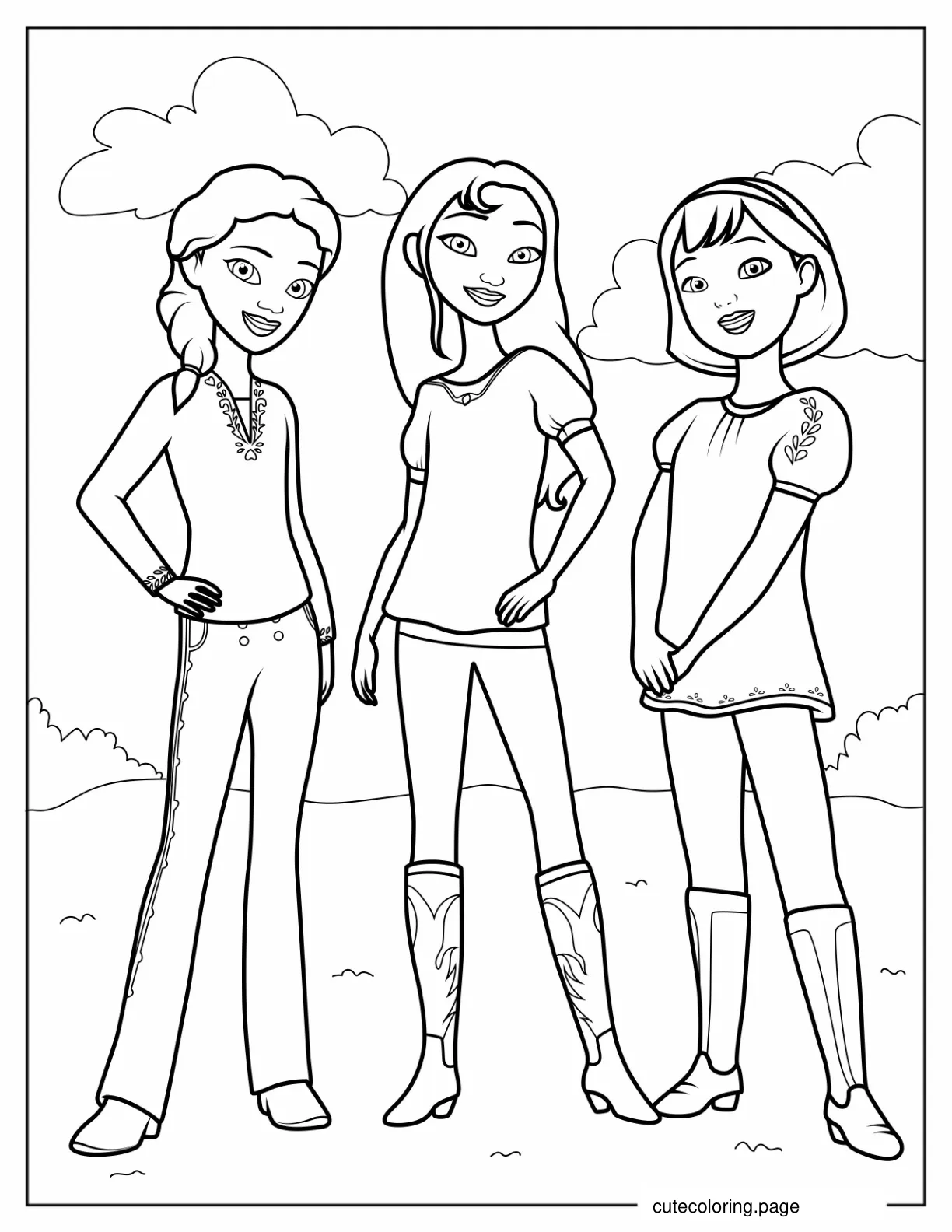 Lucky Abigail And Pru From Spirit Riding Free To Color coloring page