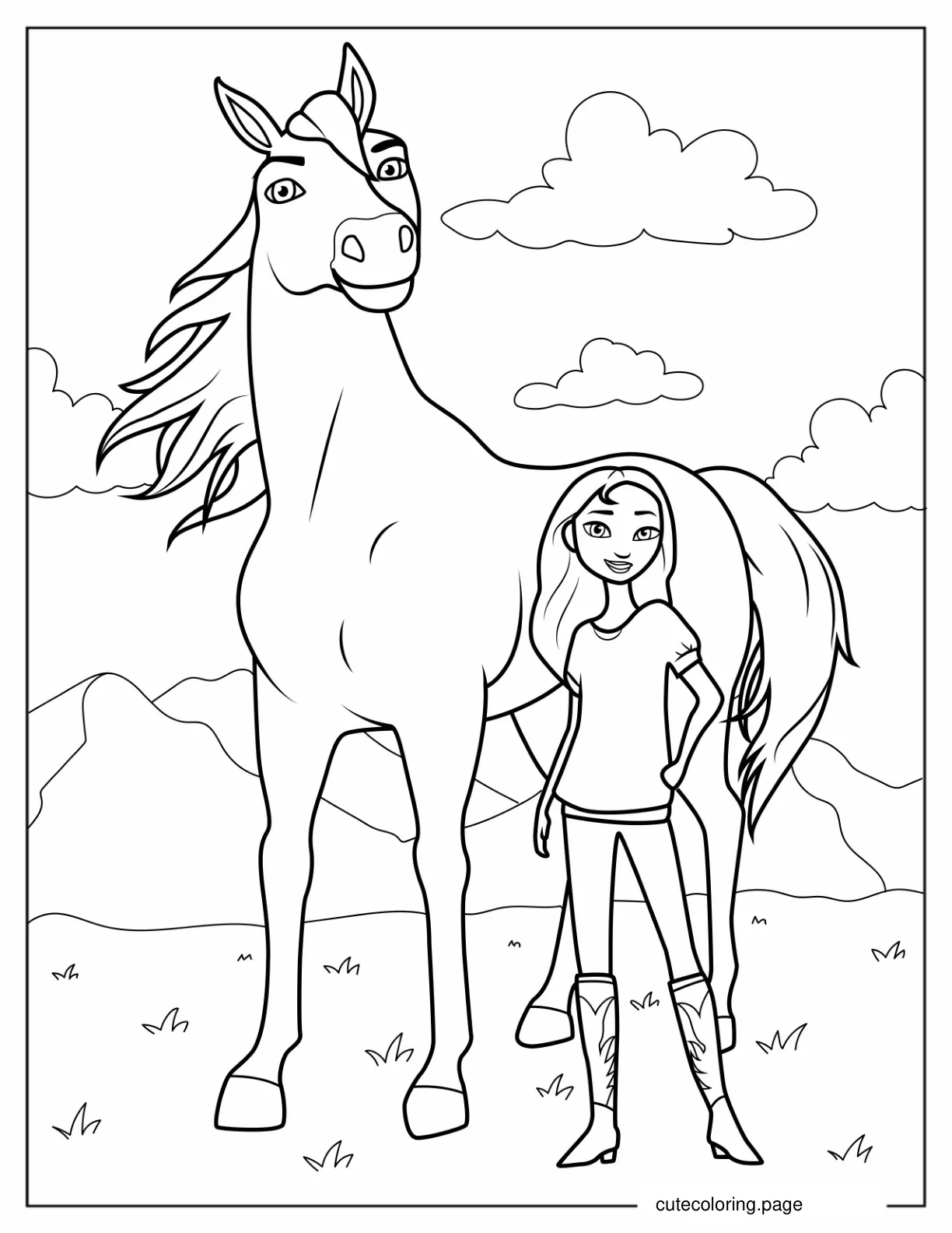 Spirit Jr And Lucky From Riding Free To Color coloring page