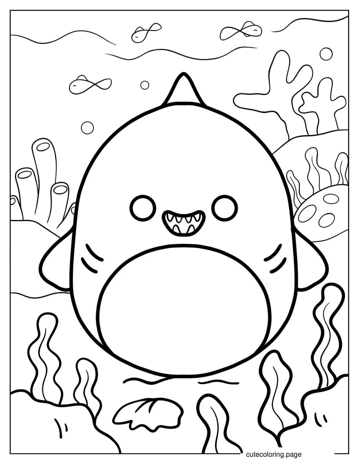 Gordon The Shark Squishmallow coloring page