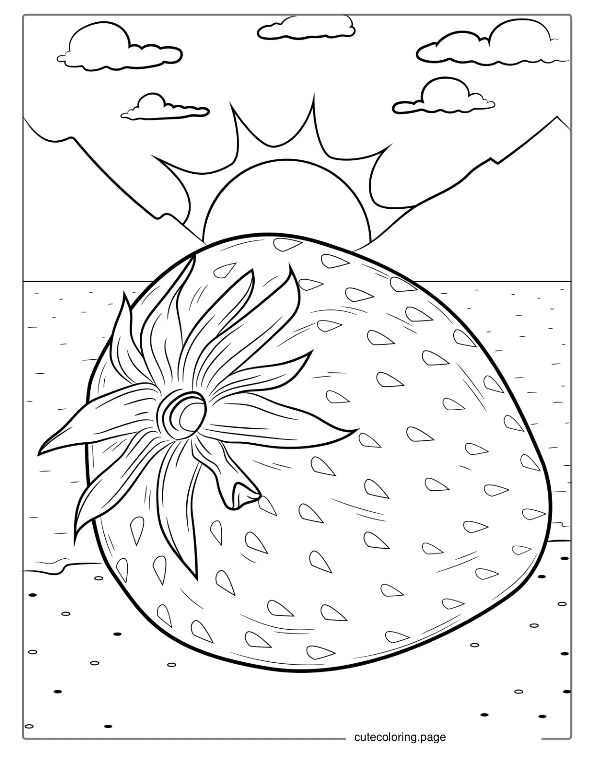 Big Juicy Strawberry To Color coloring page