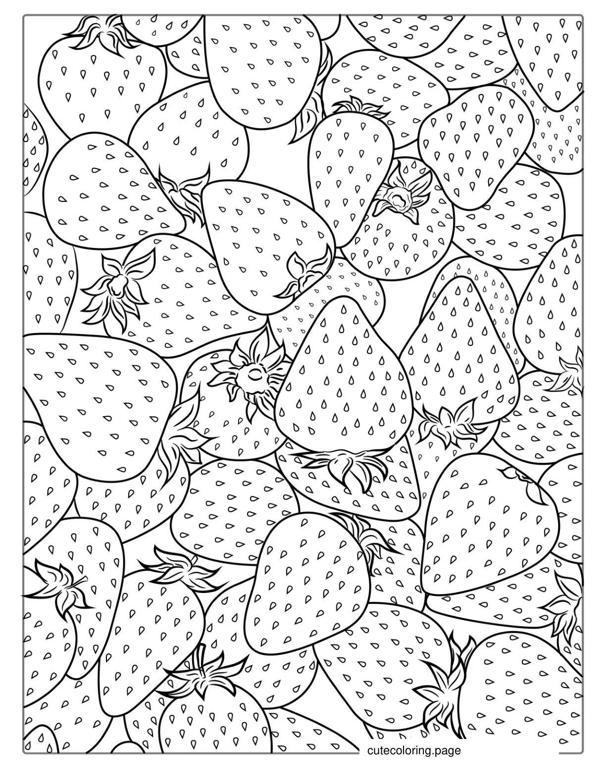 Bunch Of Strawberries Detailed Coloring coloring page