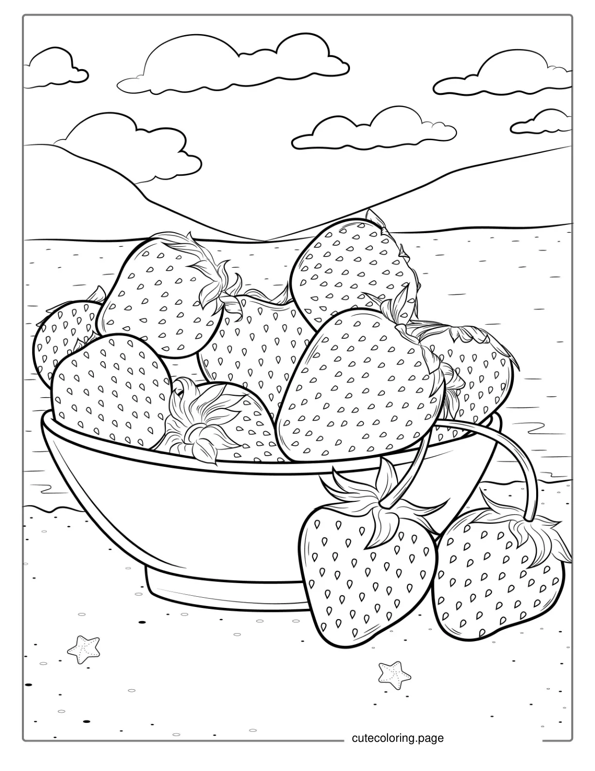 Bunch Of Strawberries In A Bowl Coloring Sheet coloring page