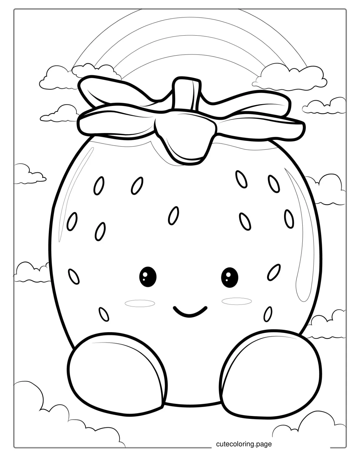 Cute Kawaii Strawberry To Color coloring page