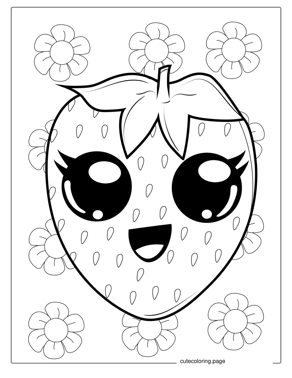 Cute Simple Strawberry Coloring Page For Kids coloring page