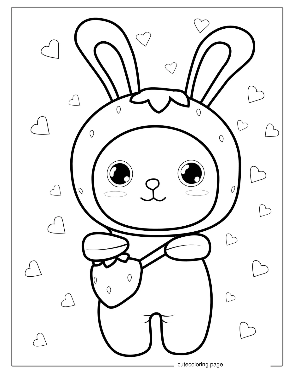 Cute Strawberry Rabbit Coloring Sheet coloring page