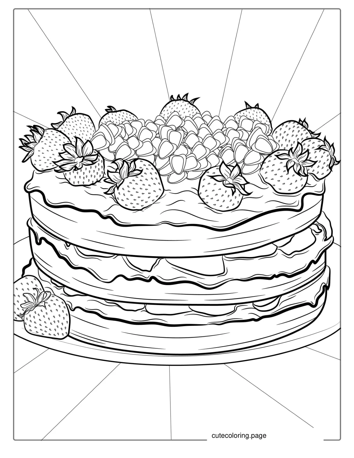 Strawberry Cake Coloring Page coloring page